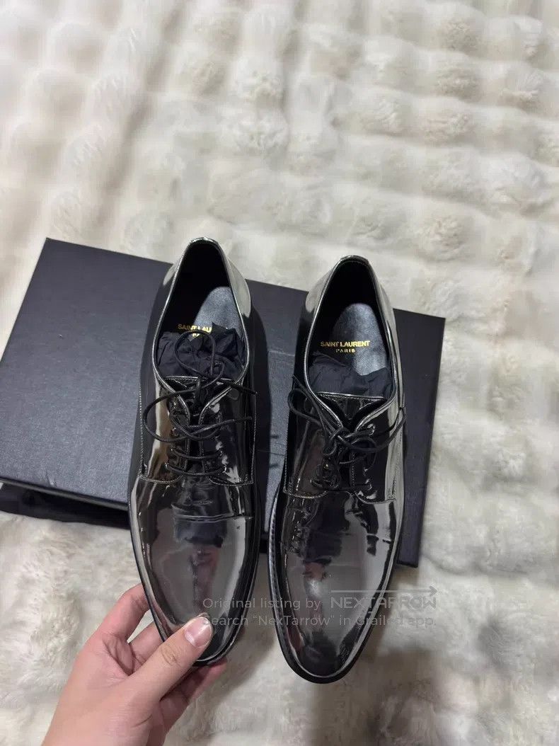 Saint Laurent Paris Saint Laurent Paris Metallic Silver Leather Shoes Size US 8 / EU 41 - 6 Thumbnail