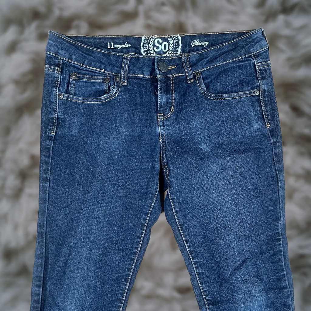 Denime SO Jeans Womens 11 Regular Skinny Leg Mid Rise Stretch Blue Denim Pants Size 32" / US 10 / IT 46 - 1 Thumbnail