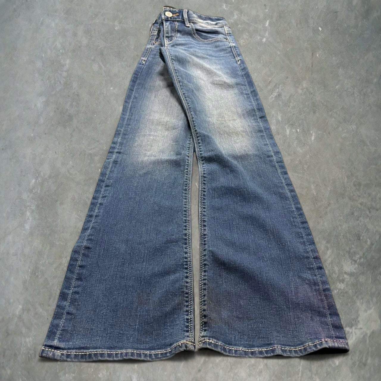 Vintage Crazy Vintage Y2K 2000s Flared Skater Streetwear Style Medium Wash Denim Jeans! Size US 27 - 1 Thumbnail