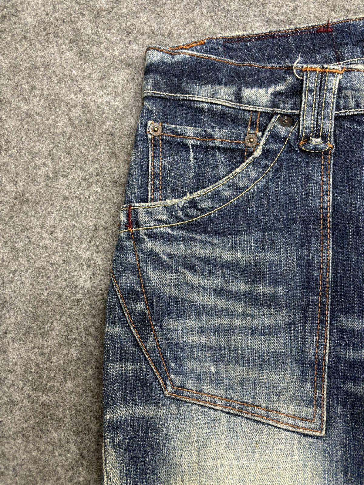Japanese Brand 💥Super Flare💥Vtg 90s Style Blue Way StoneWash Denim F472 Size US 32 / EU 48 - 7 Thumbnail