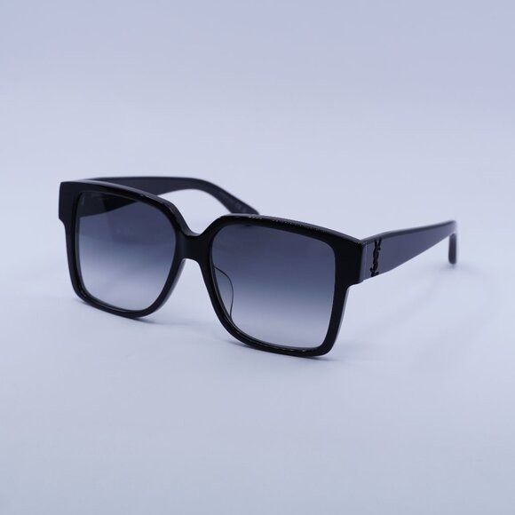Saint Laurent Paris Saint Laurent SL M9/F 002 Sunglasses Shiny Black Square Size ONE SIZE - 3 Thumbnail