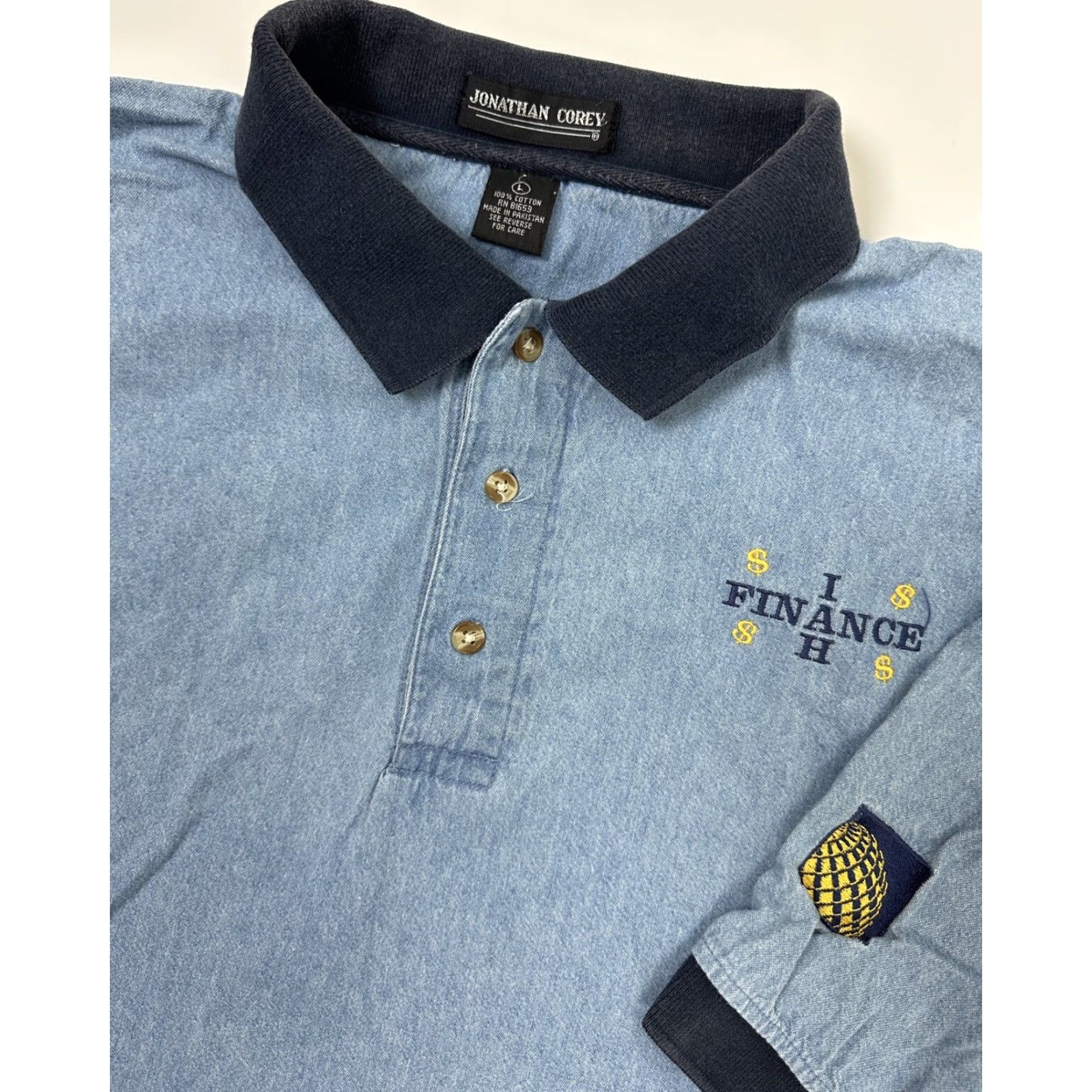 Vintage VINTAGE Continental Airlines Polo Shirt Men L Oversized Denim Shirt Polo 90s Casual Mens Clothing Size US L / EU 52-54 / 3 - 2 Thumbnail