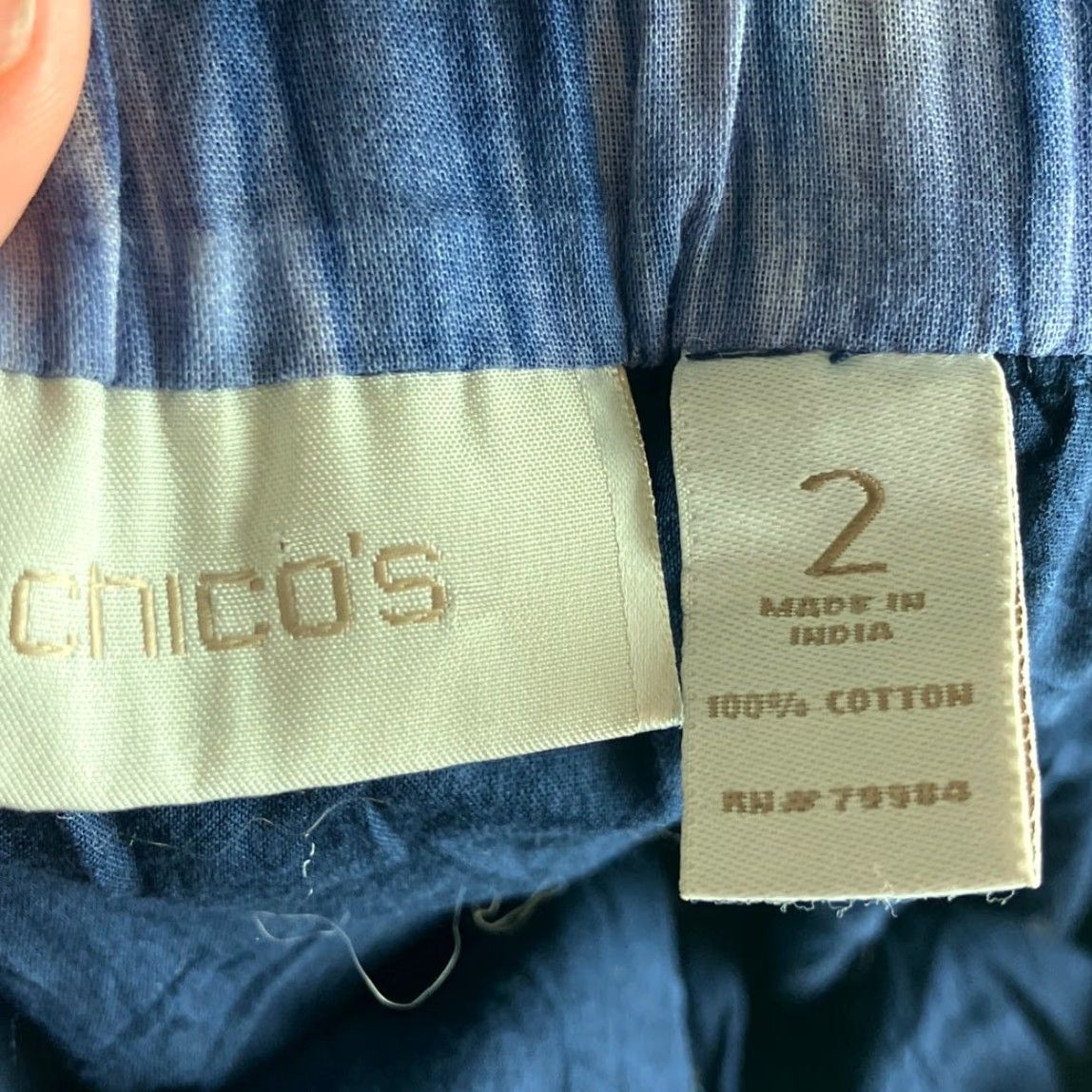 Vintage Chicos Womens Skirt Maxi Pull On 2 (L) Cotton Blue Purple Pattern Casual Workwear Size 36" / US 14 / IT 50 - 4 Thumbnail