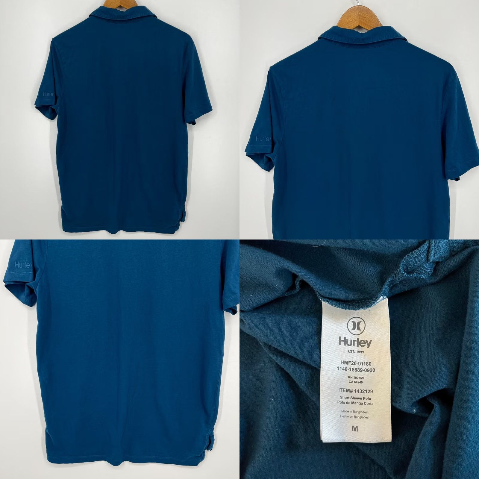 Hurley Hurley Polo Shirt Mens Blue Logo Solid Cotton Polo Short Sleeve Regular Adult M Size US M / EU 48-50 / 2 - 8 Thumbnail