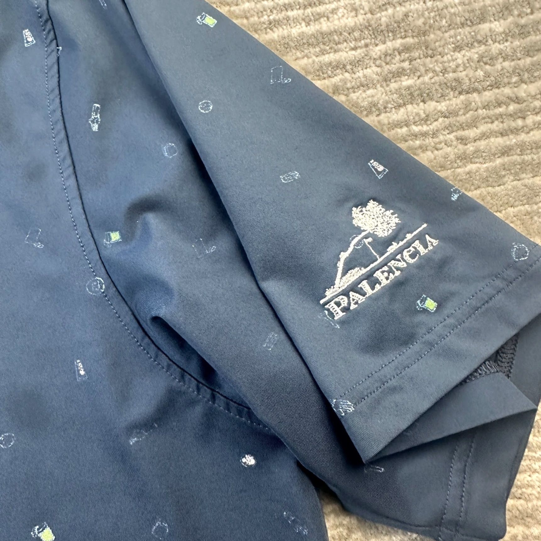 Footjoy FootJoy Polo Shirt Mens XL Blue Performance Golf All Over Print Geometric Pattern Short Sleeve Collared Button Logo Regular Fit Sport Size US XL / EU 56 / 4 - 6 Thumbnail
