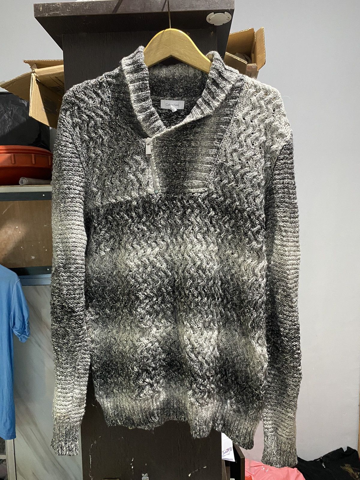 Calvin klein half zip knit stripe