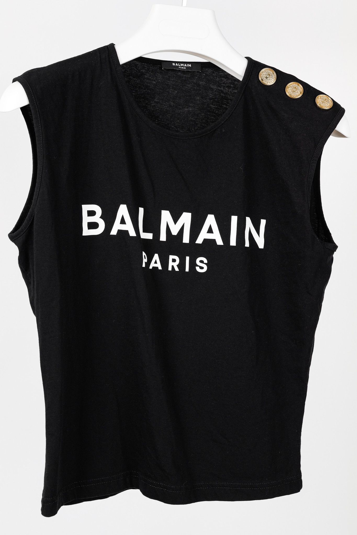 Balmain Balmain Black Cotton Logo-Print 3-Button Tank Size M / US 6-8 / IT 42-44 - 3 Thumbnail