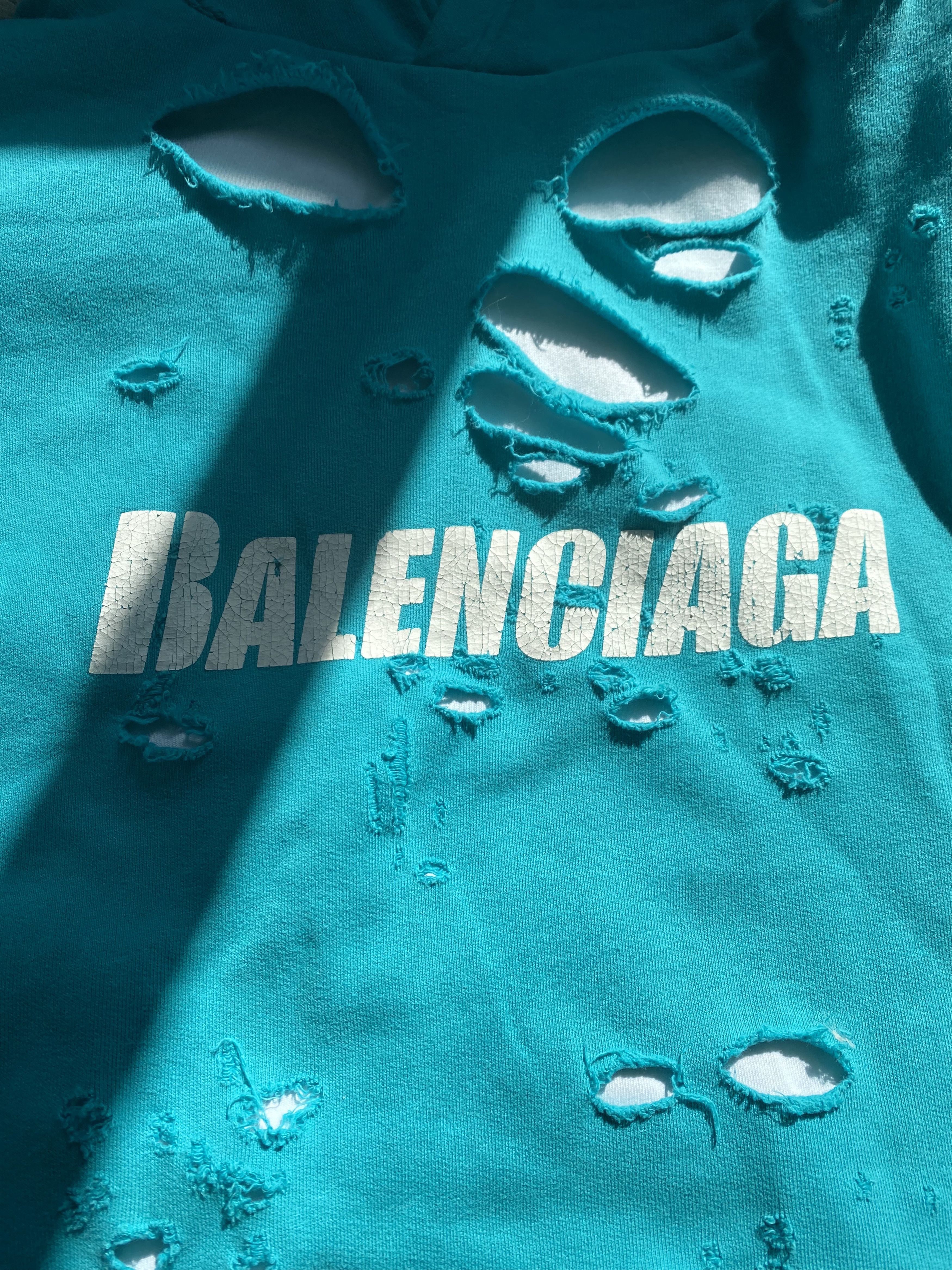 Balenciaga Distressed Hoodie Size US XS / EU 42 / 0 - 3 Thumbnail