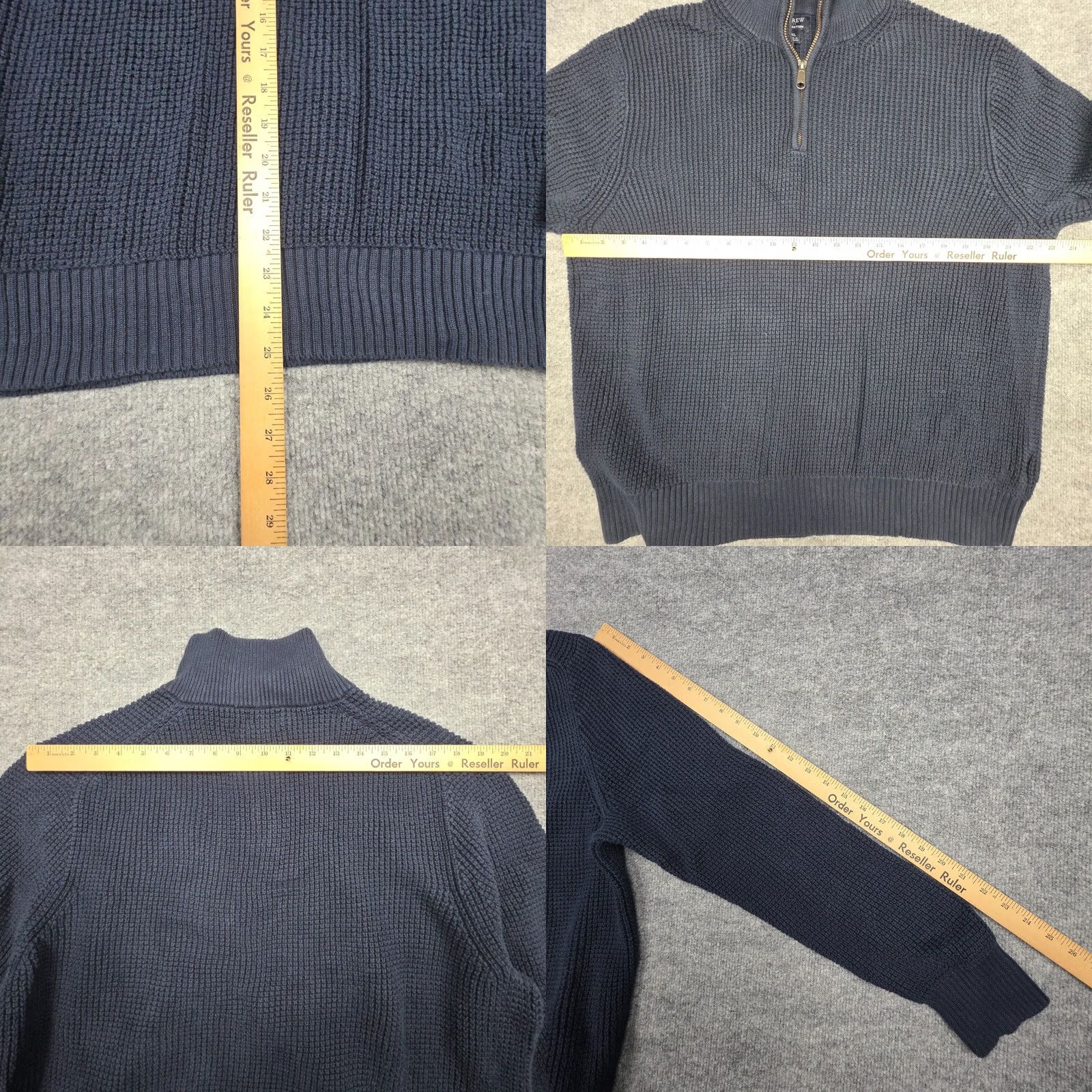 J.Crew J.CREW Mens XL Blue Long Sleeve Pullover Sweater Oarsman Half Zip Waffle Knit Size US XL / EU 56 / 4 - 8 Thumbnail