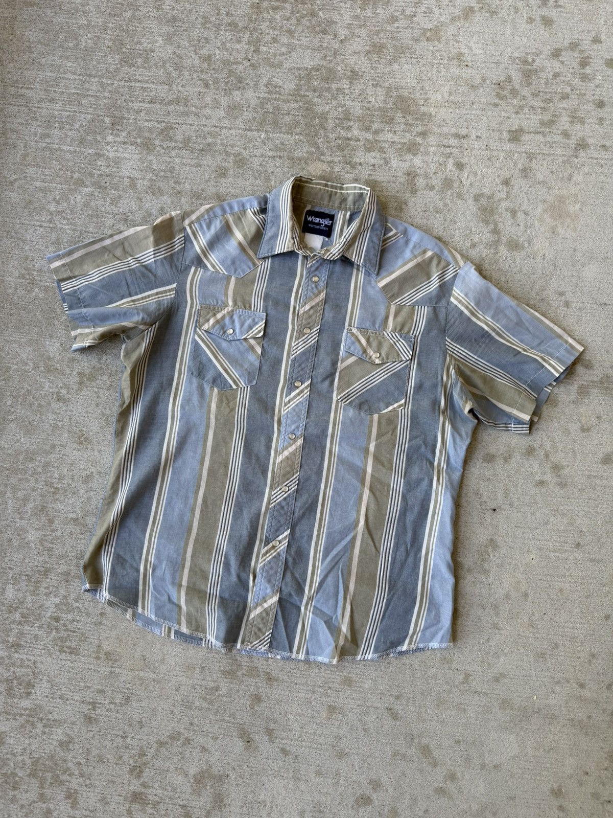 Wrangler 90s Wrangler Pearl Snap Short Sleeve Striped Button Up Size US XL / EU 56 / 4 - 1 Thumbnail
