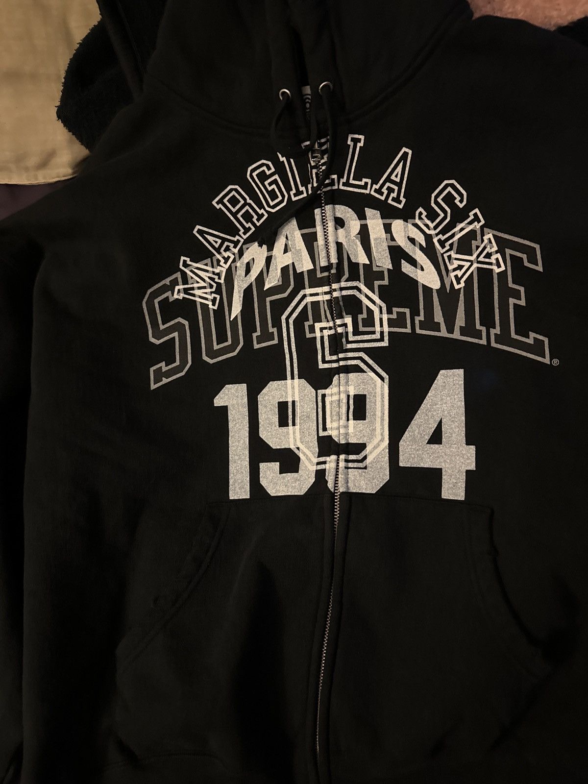 Supreme Maison margiela zip up sweater in black