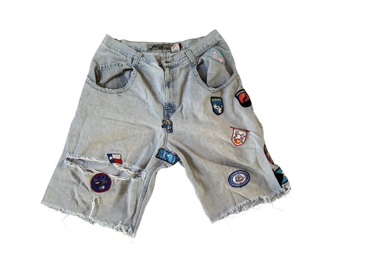 JNCO VTG 90s JNCO JEANS Shorts CRAZY PATCHWORK DISTRESSED BAGGY Size US 40 / EU 56 - 3 Thumbnail