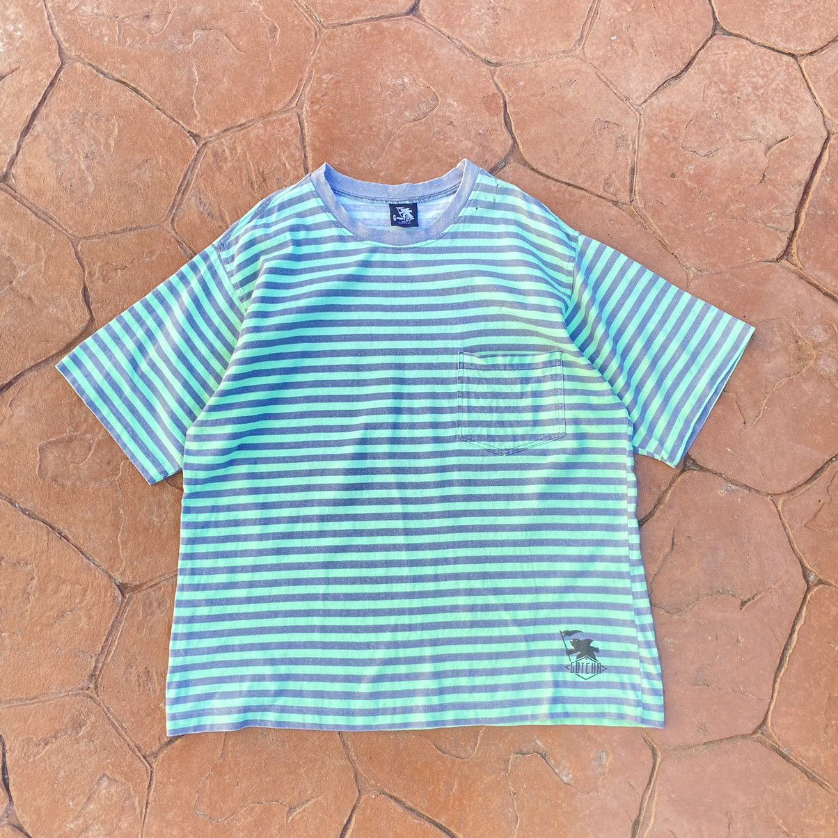 Thrashed Faded Vintage 90s Gotcha Surfboard Oversized Tee