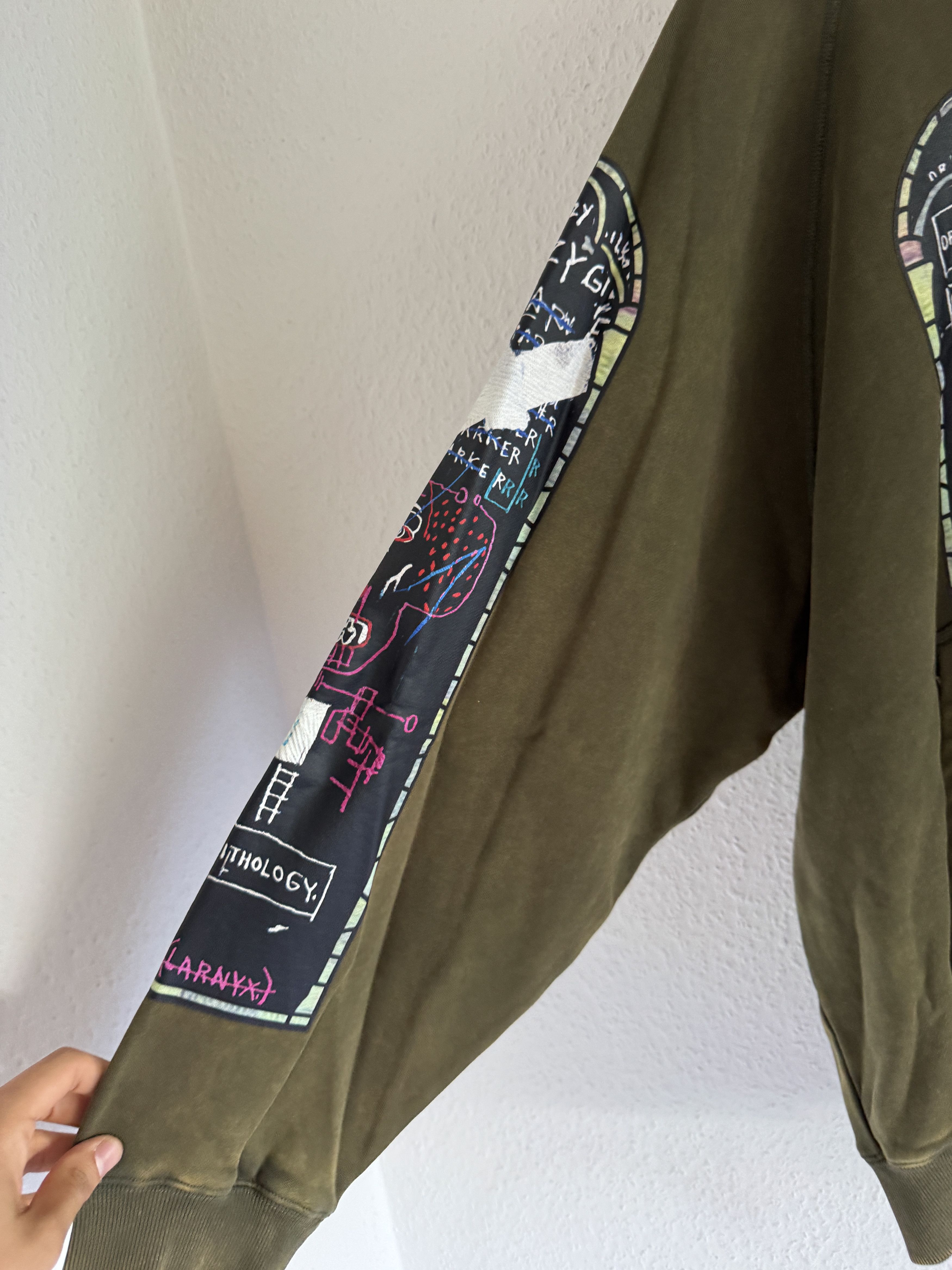 H&M × Jean-Michel Basquiat × Who Decides War Olive Graphic Hooded Sweatshirt Size US XXL / EU 58 / 5 - 6 Thumbnail