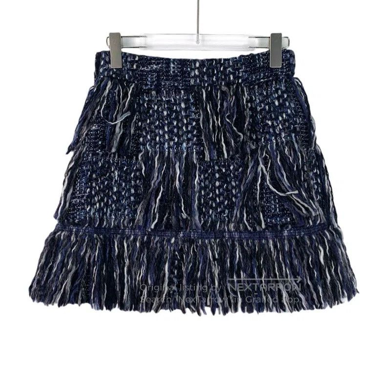 Dior Dior Blue wool knitted tassel skirt short skirt Size 25" / US 0 / IT 36 - 2 Thumbnail