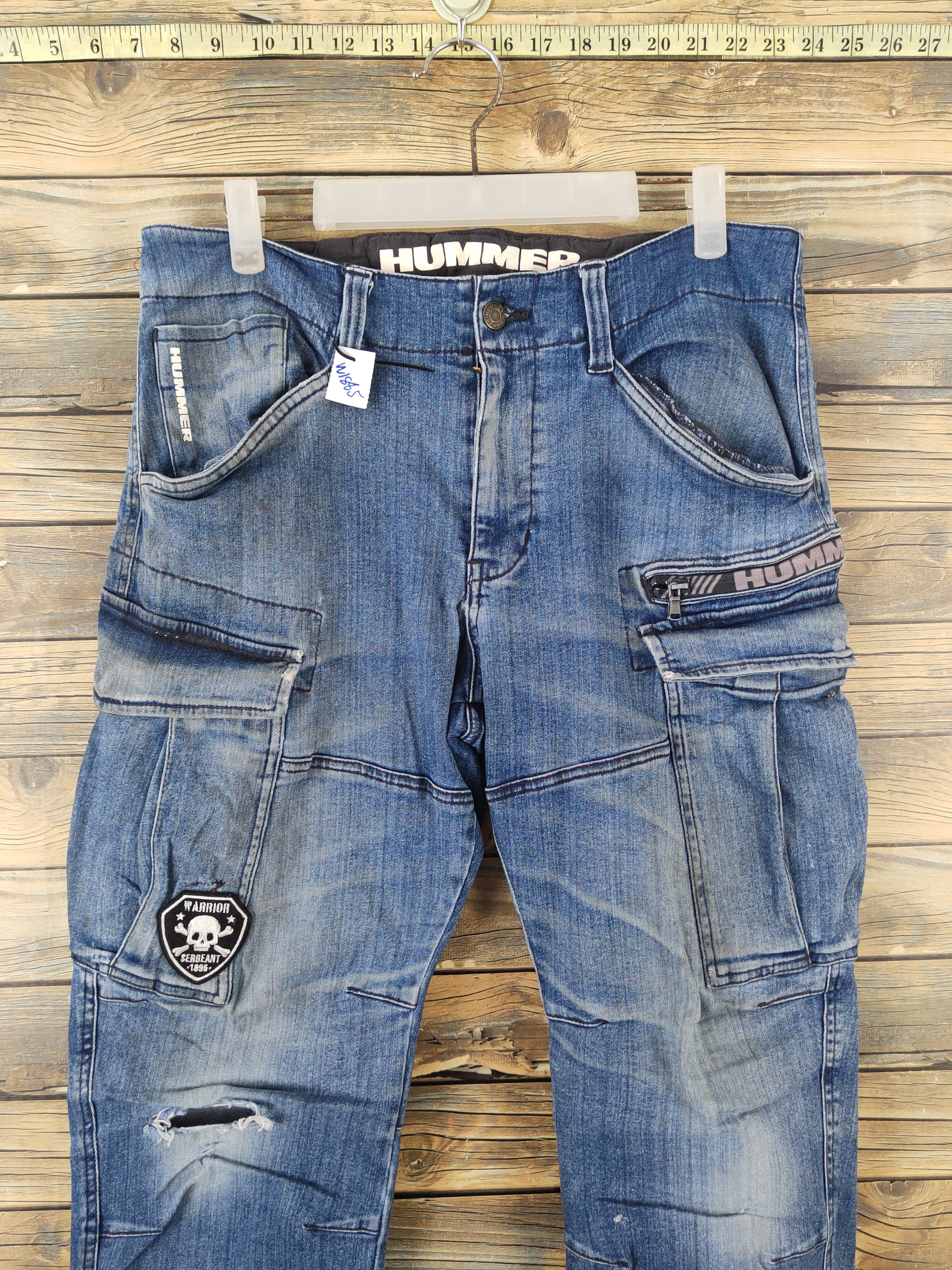 Japanese Brand Hummer tactical Distressed Ripped denim Jeans #W1865 Size US 33 - 2 Thumbnail