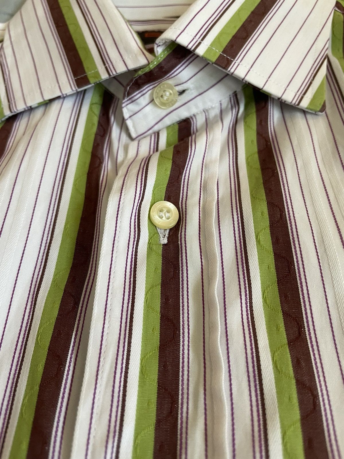 Etro Striped French Cuff Shirt Size US XL / EU 56 / 4 - 5 Thumbnail