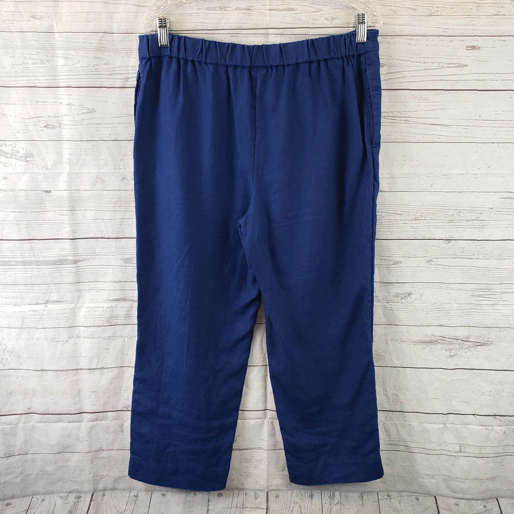 Vintage Chico's Womens Cropped Linen Pants Sz 8 Solid Blue Pull On High Rise Pants Women 8 Cropped Linen Blue Chicos Womens Pants Size 30" / US 8 / IT 44 - 4 Thumbnail