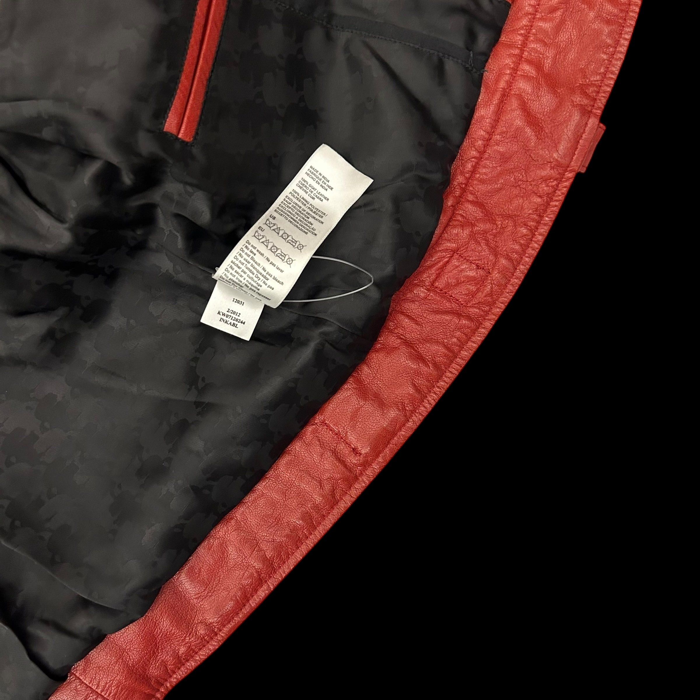 Karl Lagerfeld Karl Lagerfeld Goat Leather Biker Jacket Red (Fits M Womens) Size M / US 6-8 / IT 42-44 - 5 Thumbnail