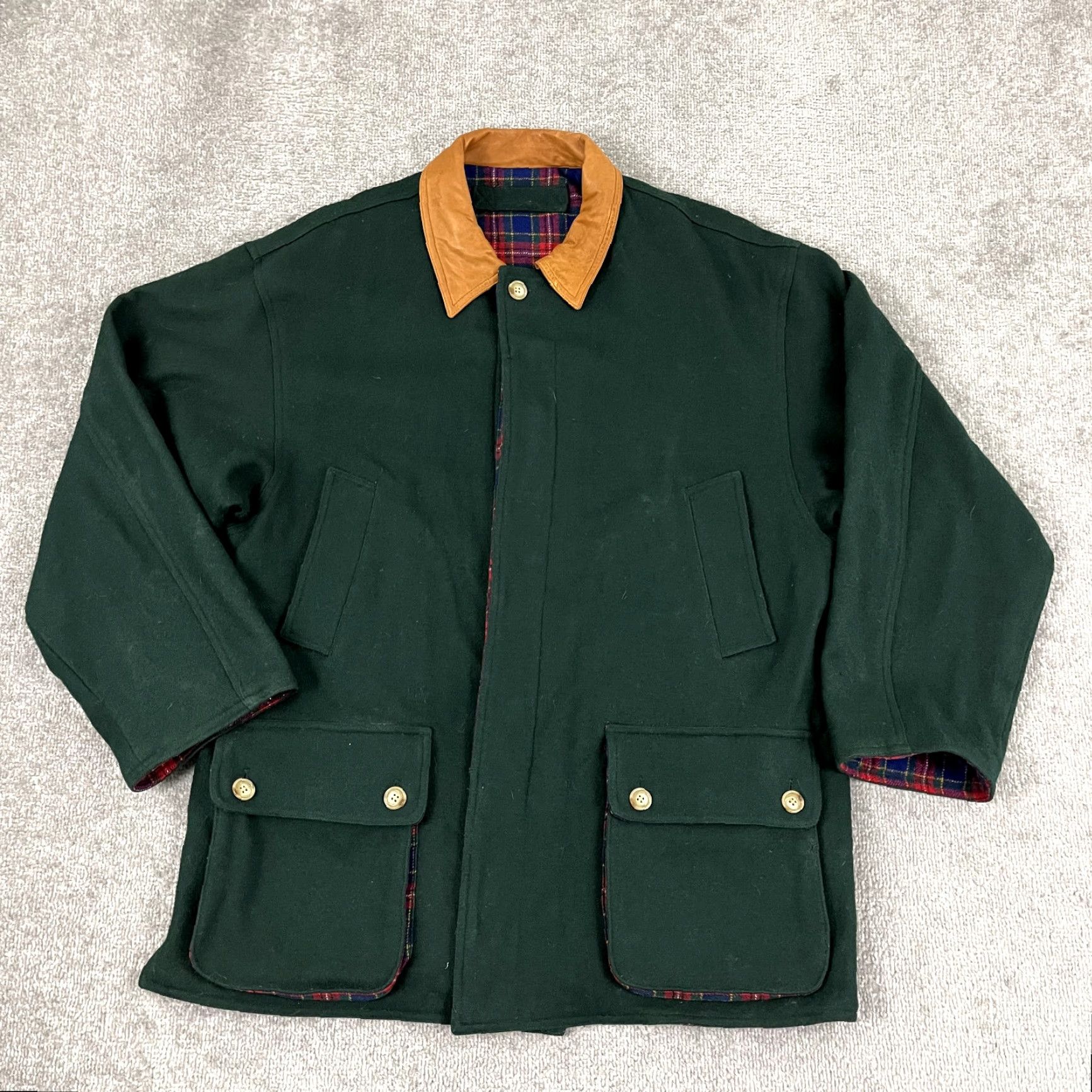 Vintage VINTAGE Willis & Geiger Reversible Wool Overcoat Men Medium Green Red Plaid Casual Fall Winter 90s Size US M / EU 48-50 / 2 - 4 Thumbnail