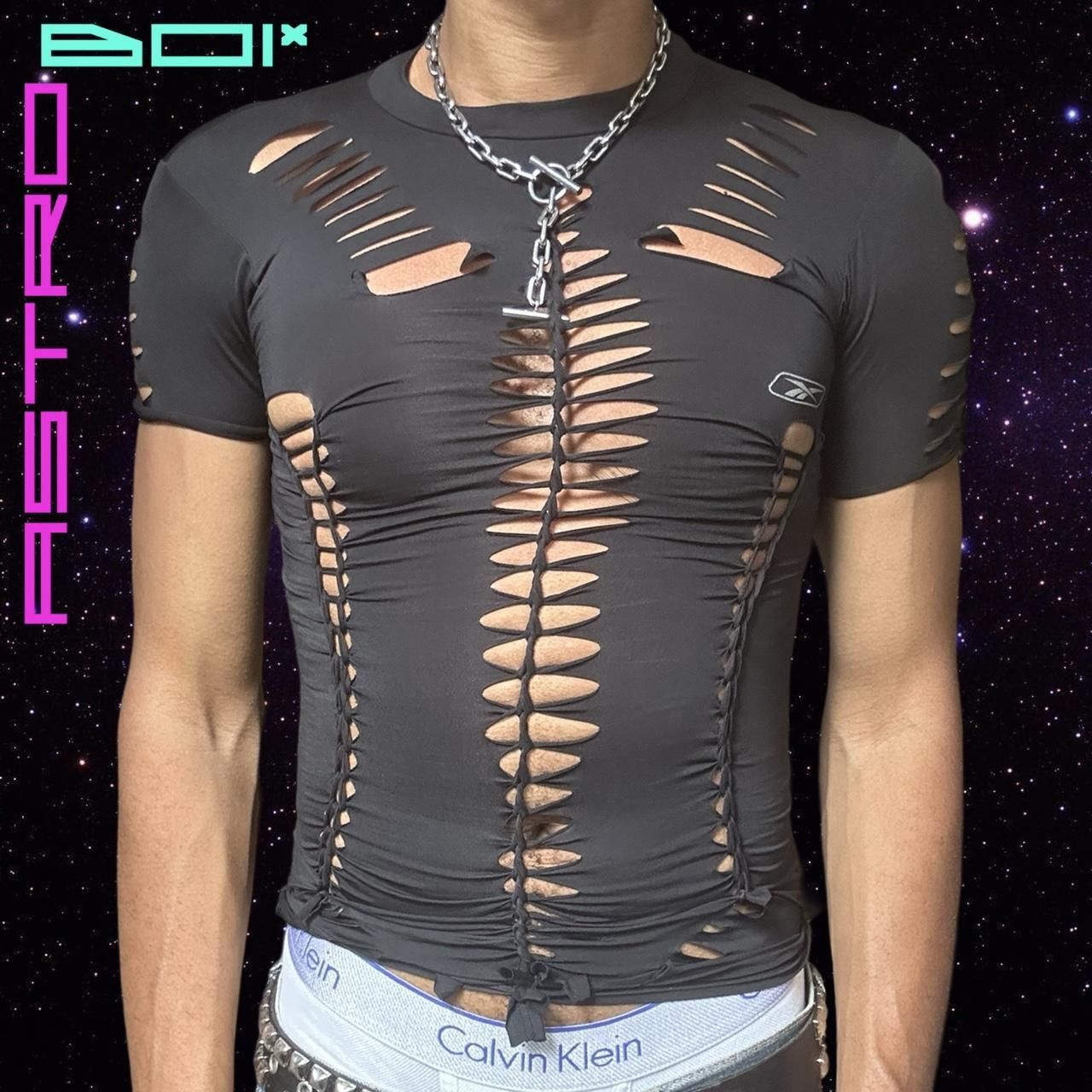 Reebok ASTROBOI* REEBOK Black Braided Rave Compression Top - Small Size S / US 4 / IT 40 - 1 Thumbnail