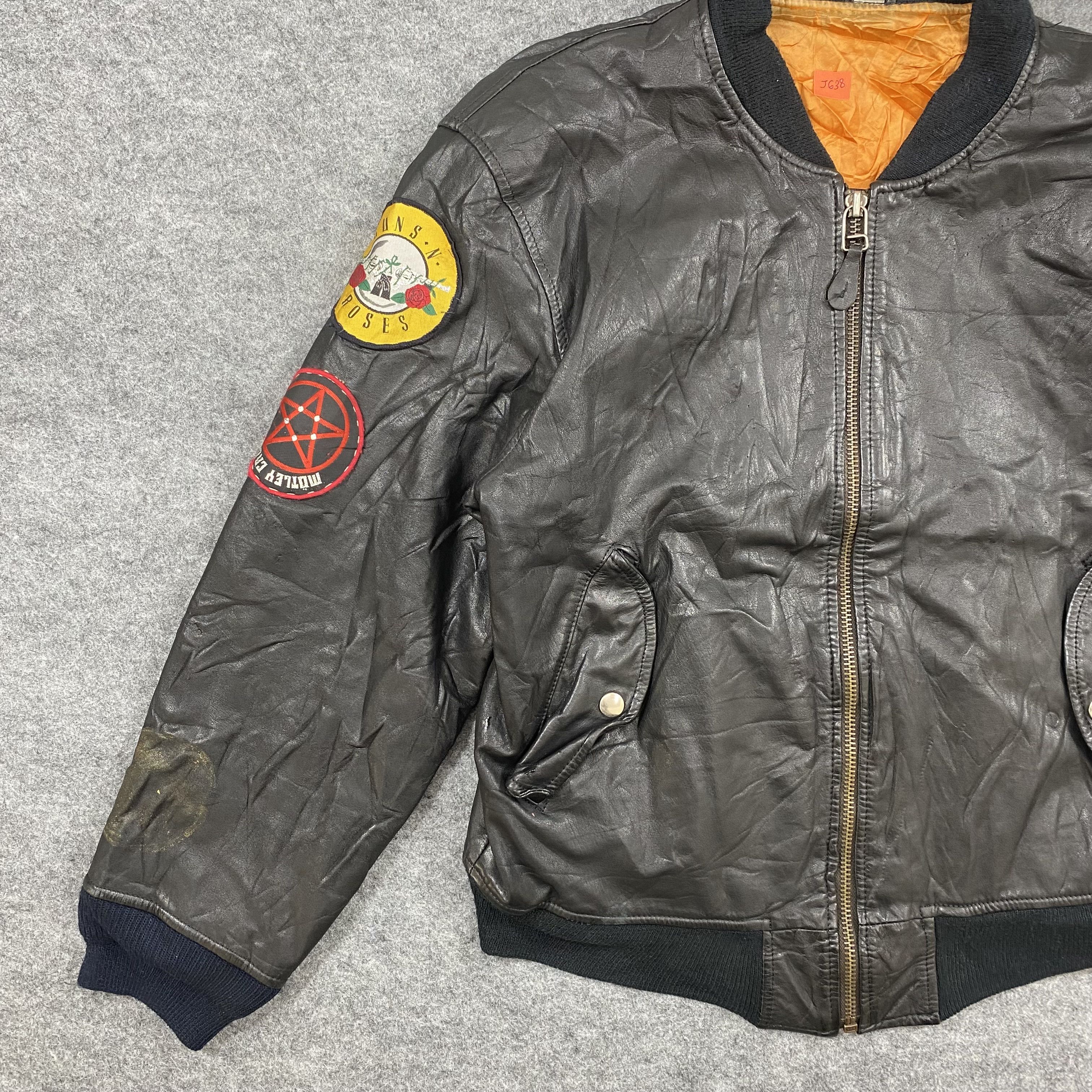 If Six Was Nine VINTAGE PATCH BAND BOMBER LEATHER JACKET-J638 Size US M / EU 48-50 / 2 - 3 Thumbnail