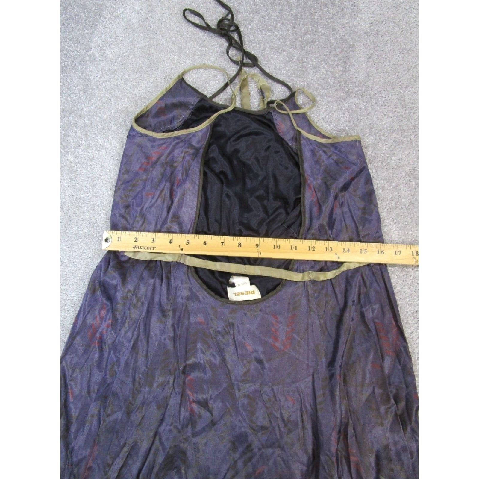 Vintage Diesal Dress Womens M Purple Satin Wrap Halter Knee Length Viscose Blouson A-Line Sheath Shift Size M / US 6-8 / IT 42-44 - 7 Thumbnail