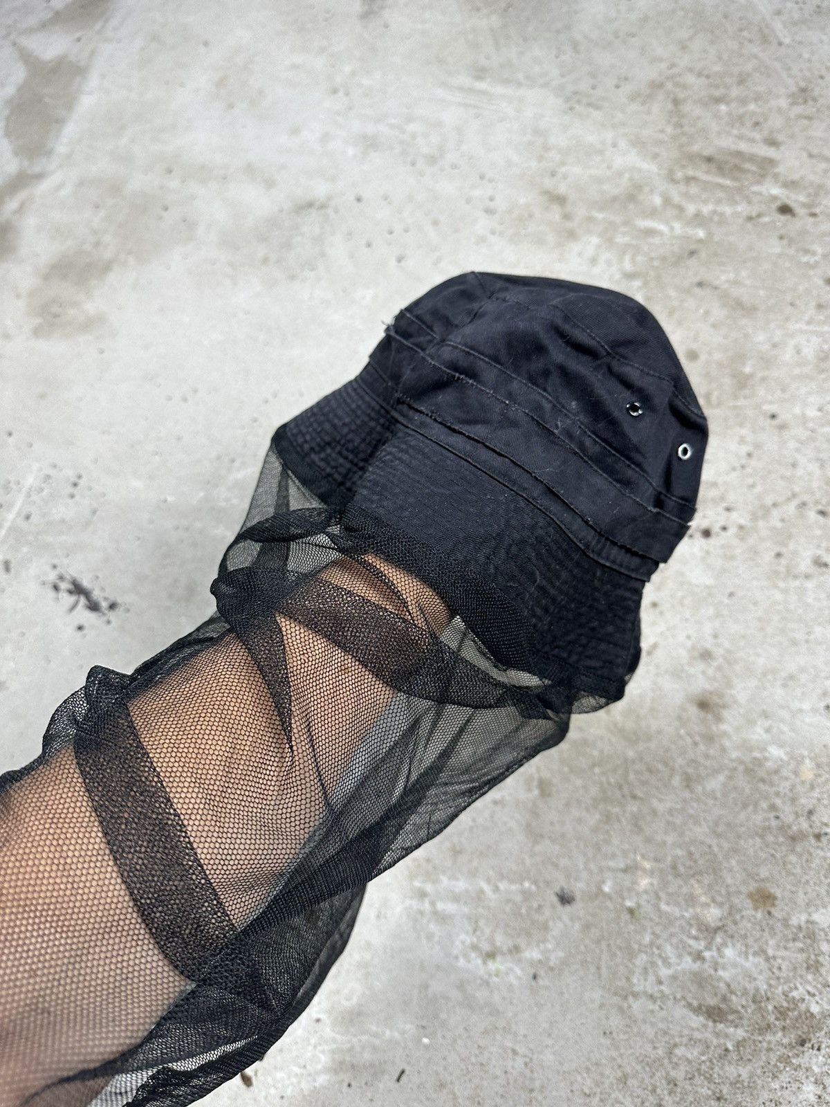 Japanese Brand × Vintage Vintage Y2K Black Mesh Bucket Hat Size ONE SIZE - 4 Thumbnail