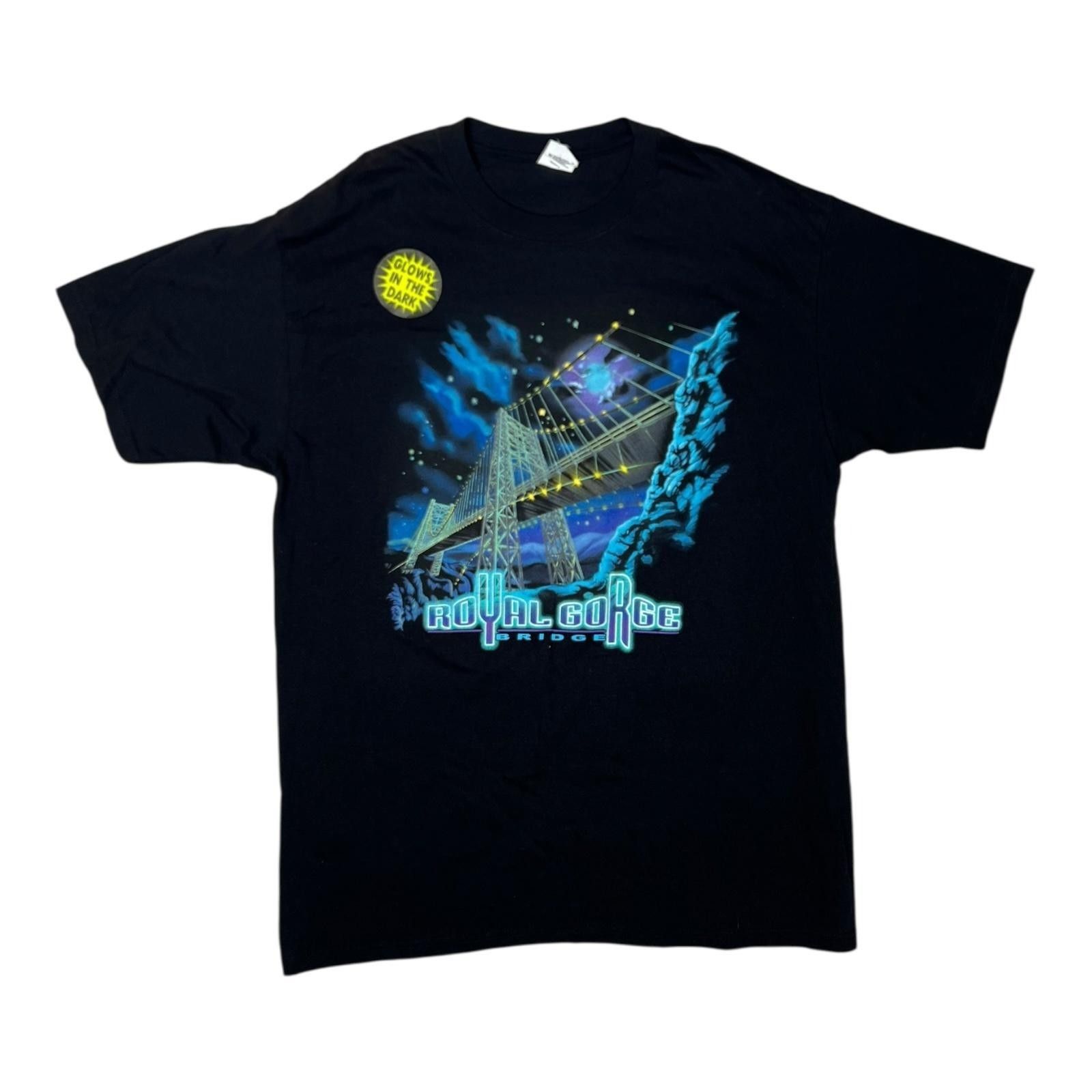 Anvil Vintage Royal Gorge Bridge T-Shirt Mens XL Black Glow In The Size US XL / EU 56 / 4 - 1 Thumbnail