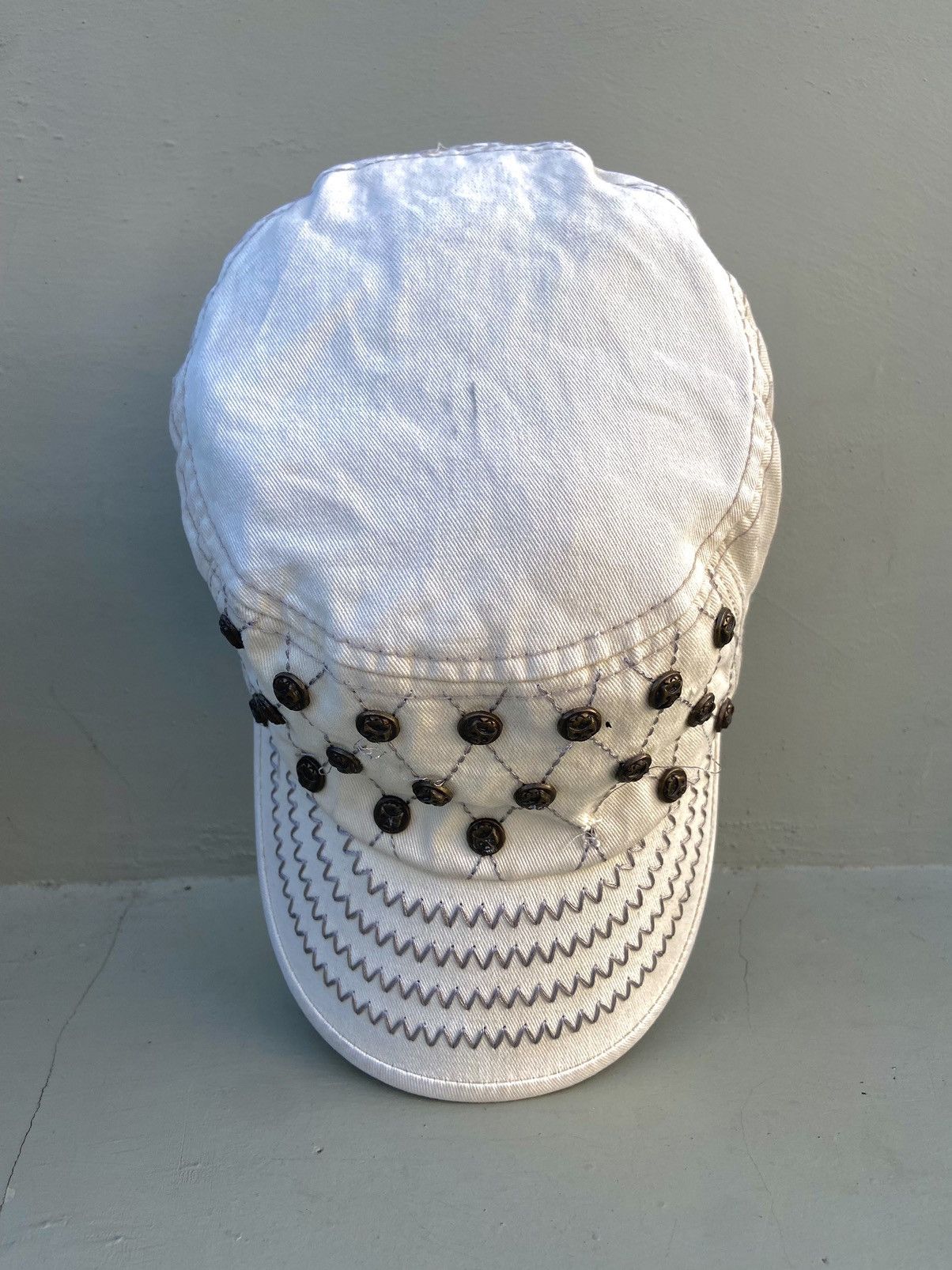 If Six Was Nine 2000s punk studded skull buttons patrol hat Size ONE SIZE - 7 Thumbnail