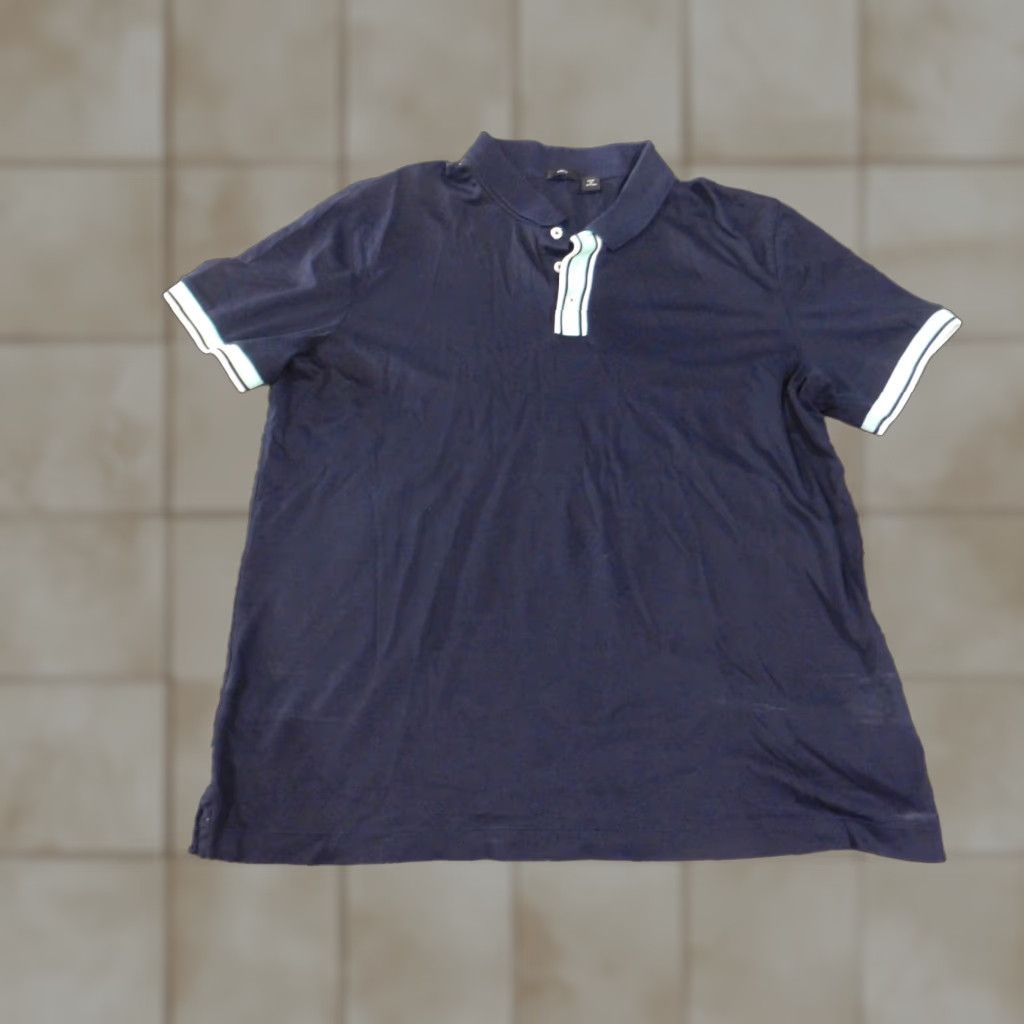 Hugo Boss HUGO BOSS Polo Shirt Men XXL Blue Slim Stretch Knit Short Sleeve Button Collared Golf Business Casual Size US XXL / EU 58 / 5 - 1 Thumbnail