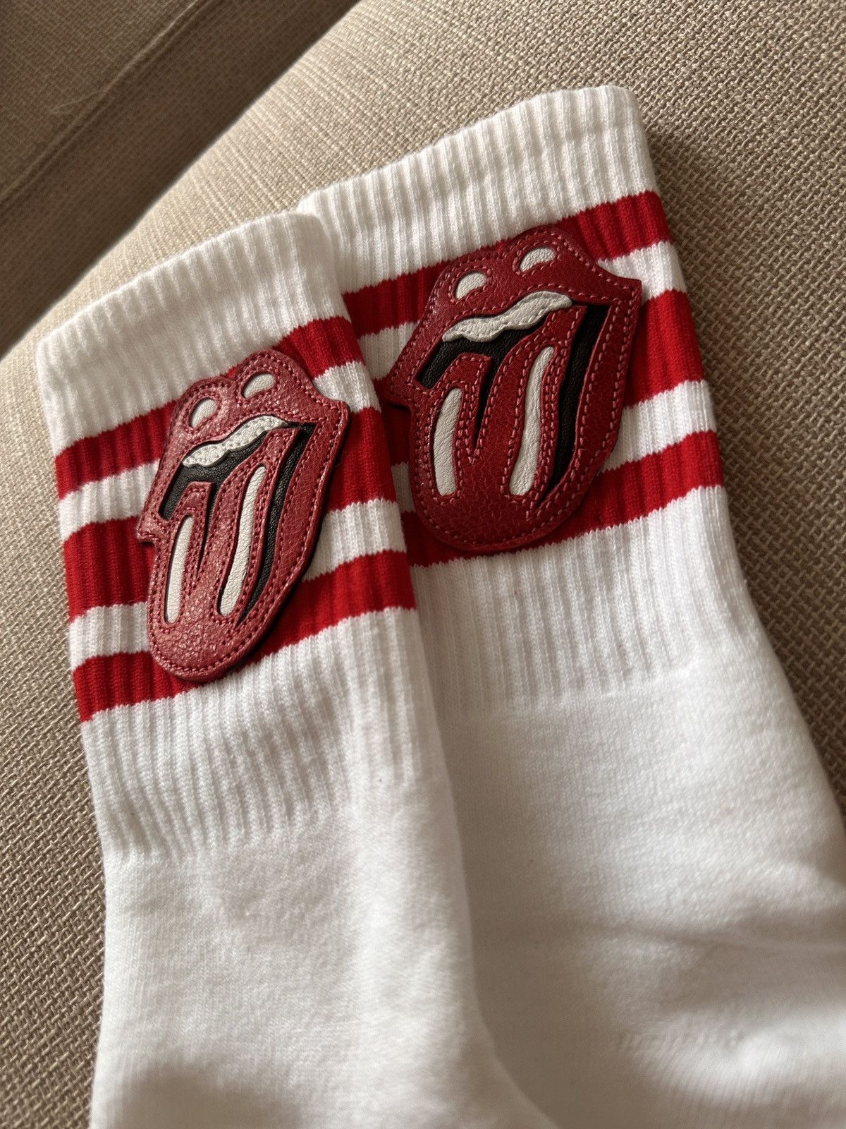 Pre-owned Chrome Hearts Rolling Stones Socks In White