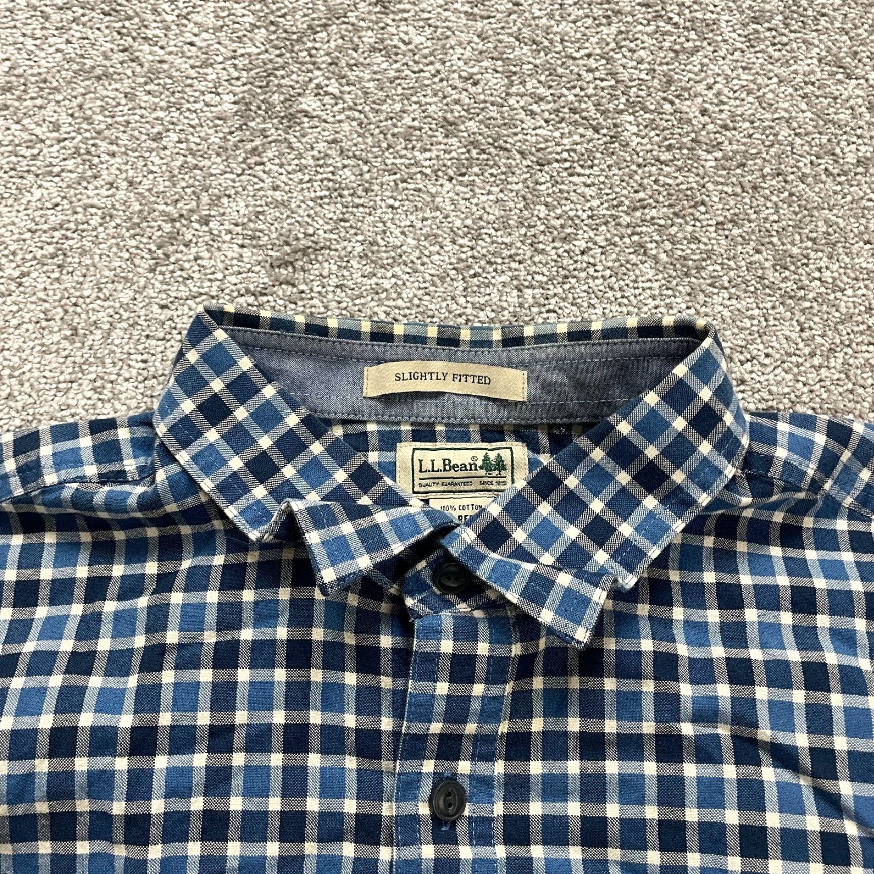 Vintage L.L. Bean Button-Up Shirt Mens Large Blue Plaid Long Sleeve Regular Fit Size US L / EU 52-54 / 3 - 2 Thumbnail