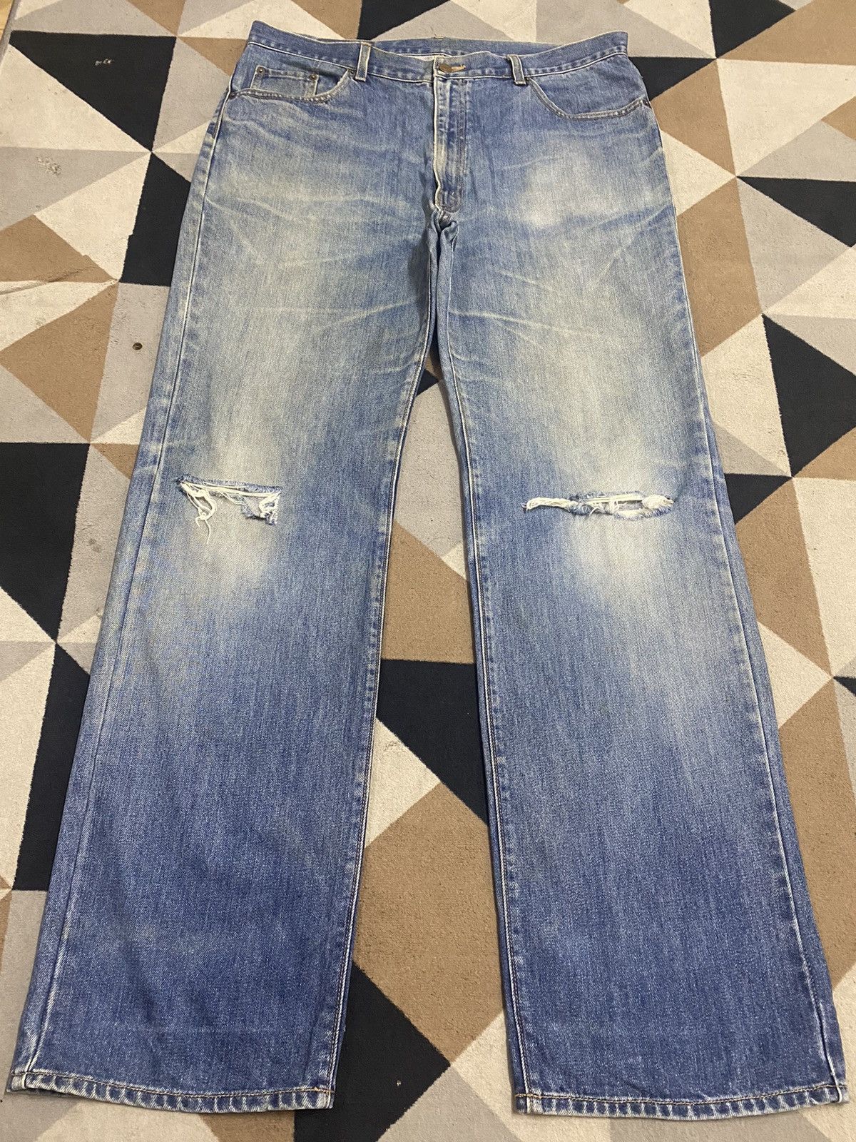 Big John Vintage Big John Gl Heart Distressed Denim Baggy Jeans Size US 37 - 1 Thumbnail