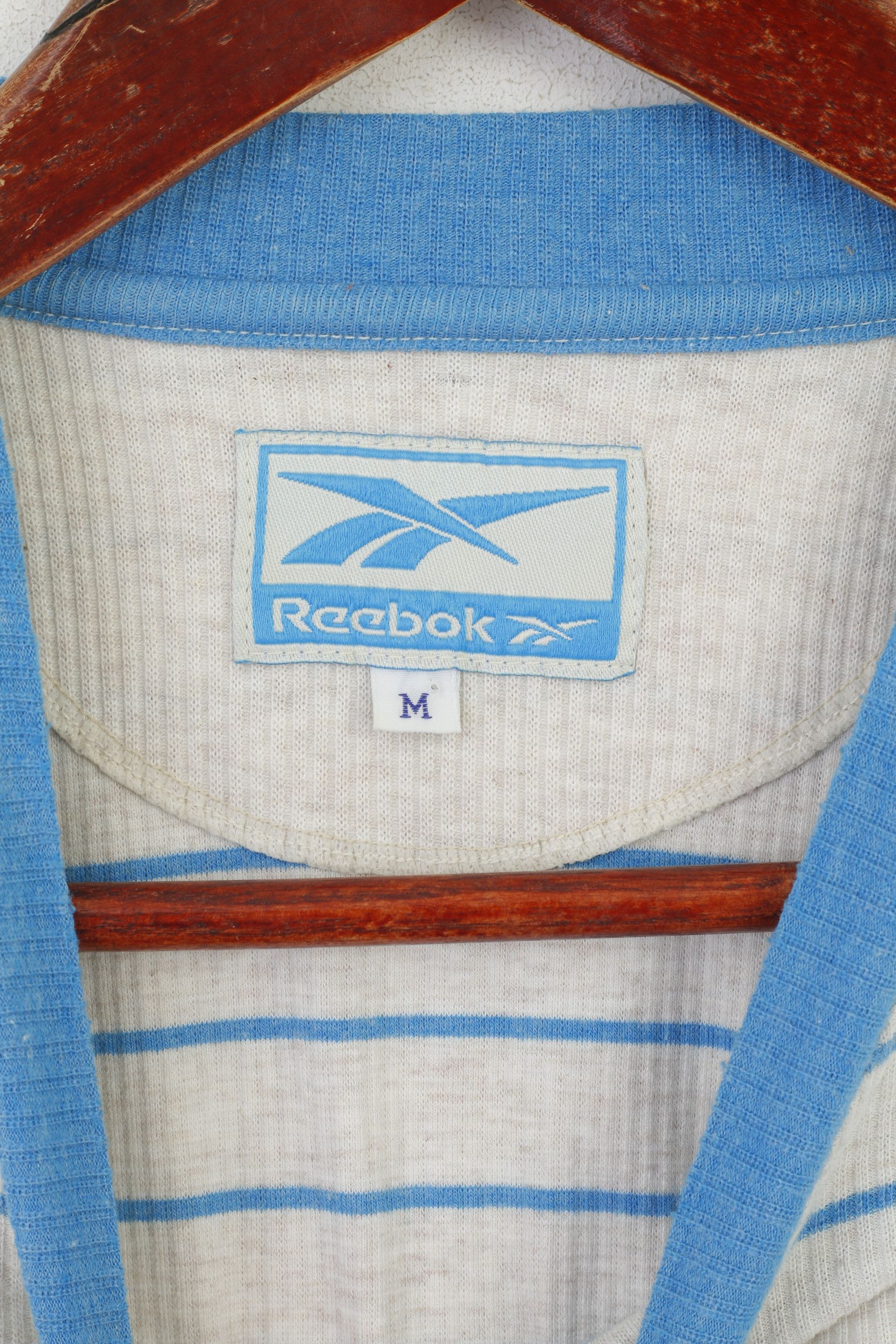 Reebok Reebok Men M Shirt Beige Blue Striped Vintage 2617 Size US M / EU 48-50 / 2 - 6 Thumbnail