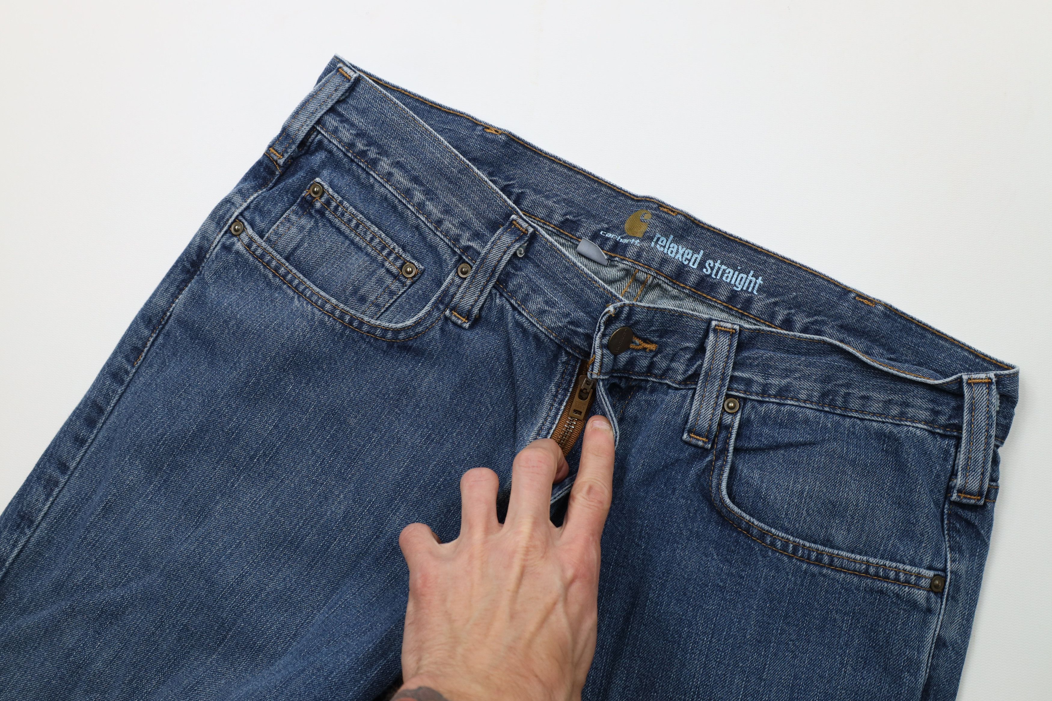 Carhartt Vintage Y2K Carhartt Spell Relaxed Straight Leg Jeans Blue Size US 34 / EU 50 - 6 Thumbnail