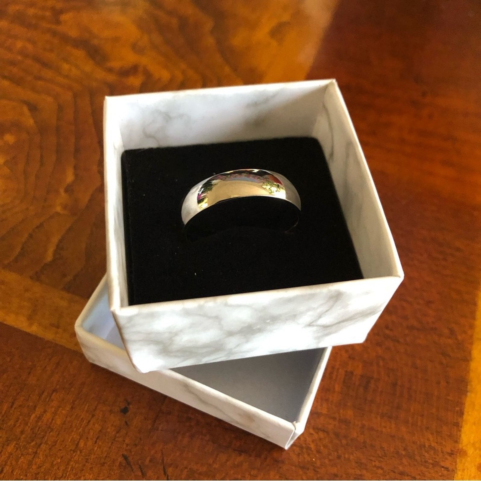 Jewelry Men’s 6mm polished Titanium comfort band wedding ring NIB 12 Size ONE SIZE - 2 Thumbnail