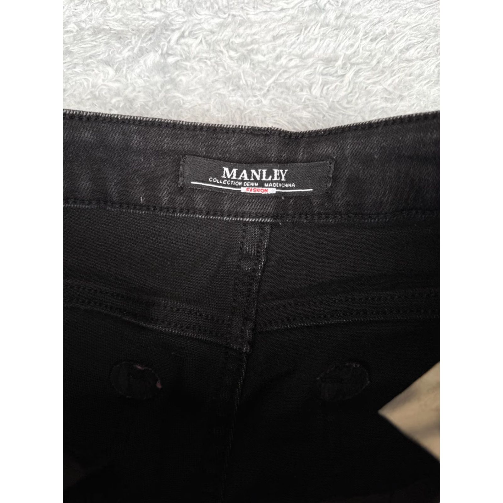 Vintage Manley Jeans Juniors 7 Black Denim Skinny Taper Leg Mid Rise Cotton Blend 26x27 Jeans Womens Size 28" / US 6 / IT 42 - 6 Thumbnail