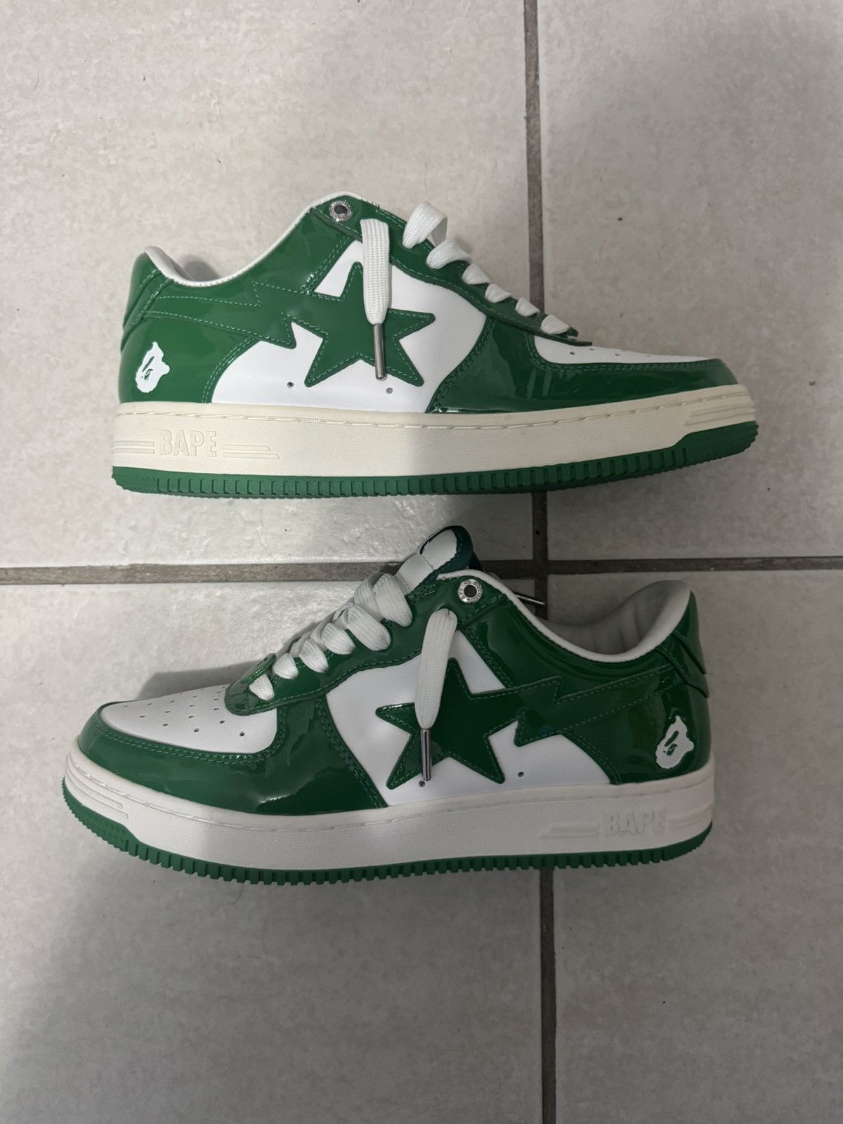 BAPE Bapesta Patent Leather Green/White