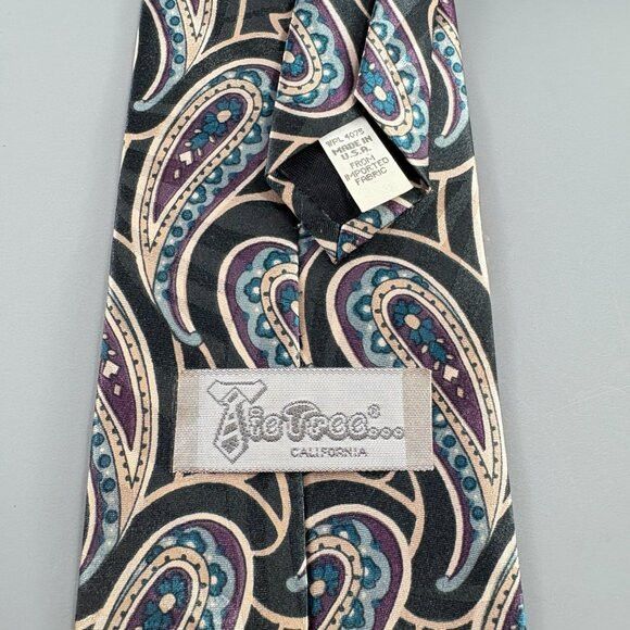 Other Tie Tree Black / Purple Paisley Men's Tie 4" x 60" Vintage Size ONE SIZE - 3 Thumbnail