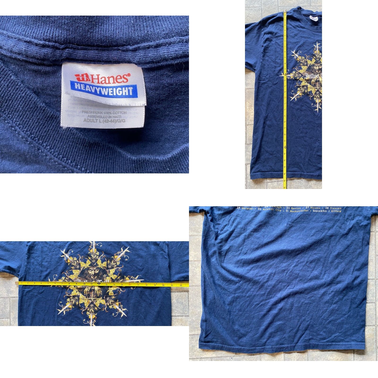 Hanes VINTAGE Jethro Tull T-Shirt Band, Music Men's L Blue 2002 Living With The Past Tour Shirt Size US L / EU 52-54 / 3 - 8 Thumbnail