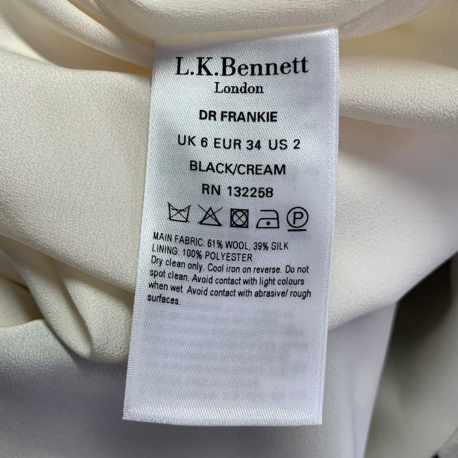 LK Bennett Size 2 Beige Black Wool Silk Polka Dot A-Line Dress Size XS / US 0-2 / IT 36-38 - 7 Thumbnail