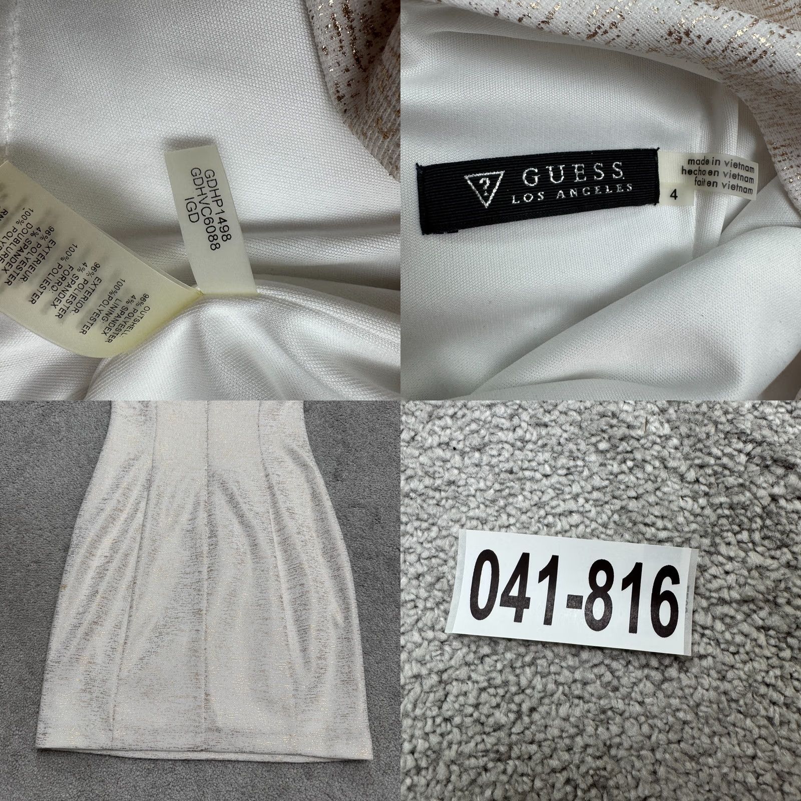 Guess GUESS White Metallic Cut-Out Sleeveless Mini Pencil Dress Womens Short Sleeveless Party Glam Size S / US 4 / IT 40 - 9 Thumbnail