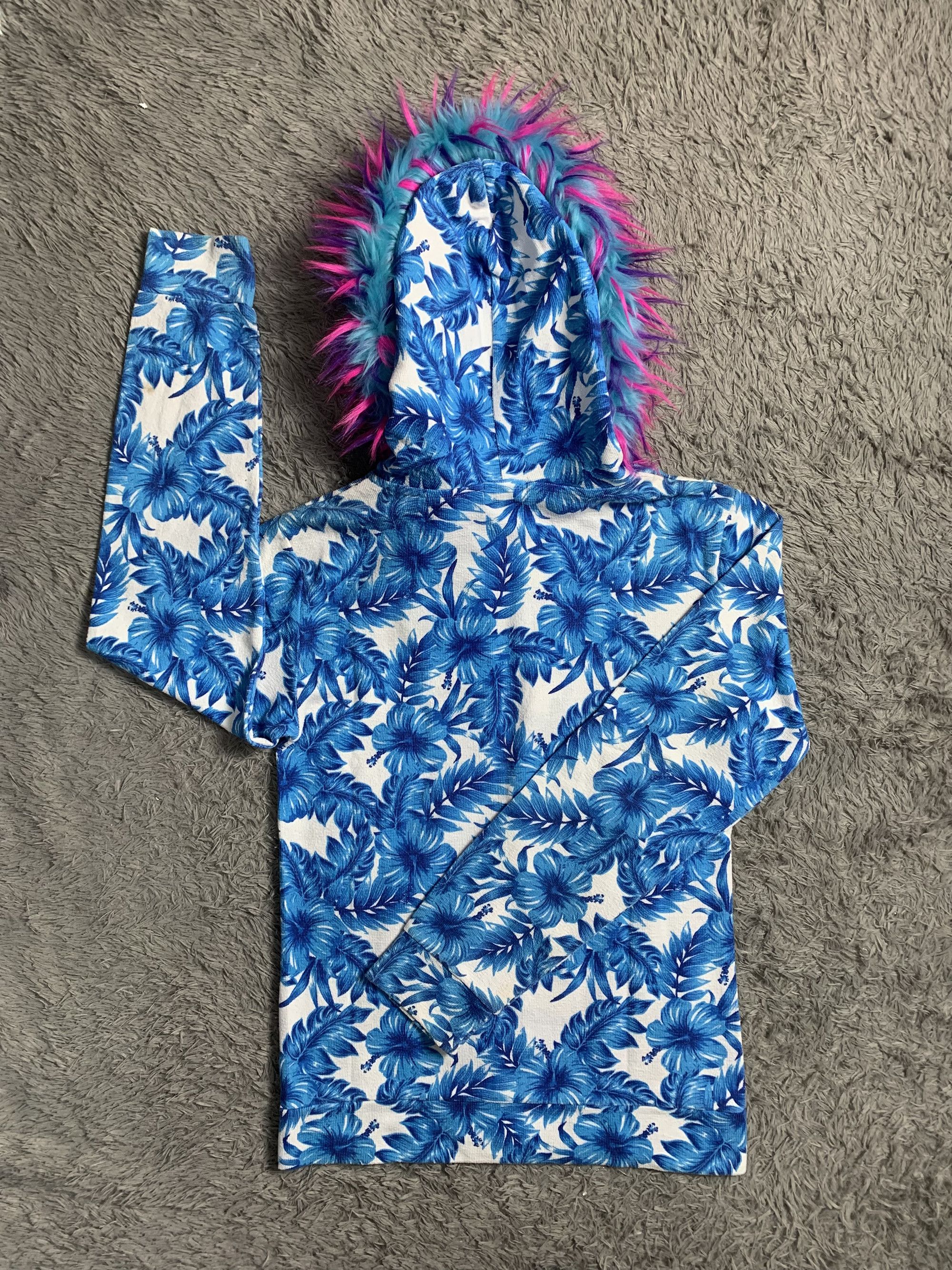 Japanese Brand Faux Fur Hoodie Flower AOP Size US M / EU 48-50 / 2 - 2 Thumbnail