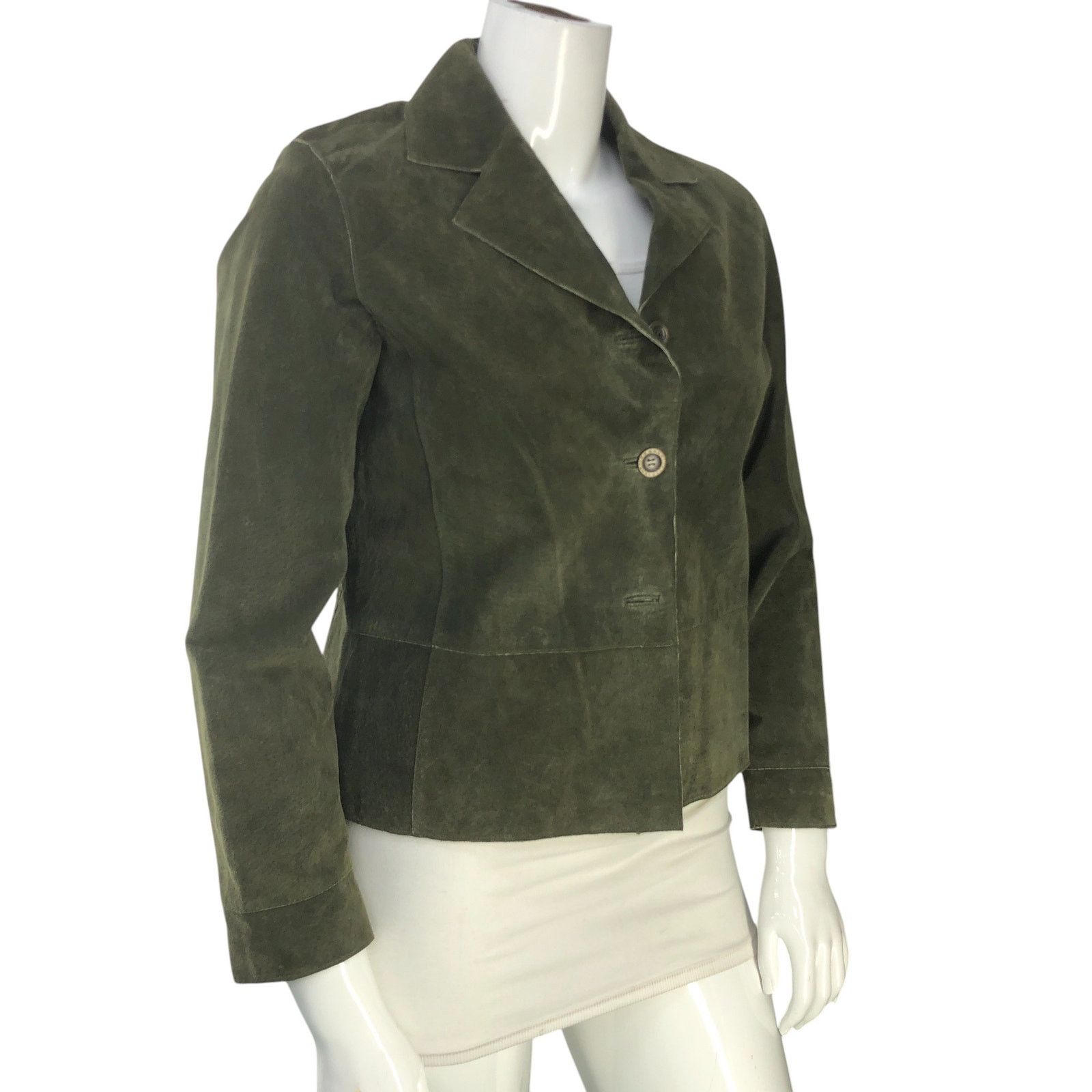 Chicos Chicos Women Size 1 US 8 Jacket Shirt Shacket Leather Green Size M / US 6-8 / IT 42-44 - 10 Thumbnail