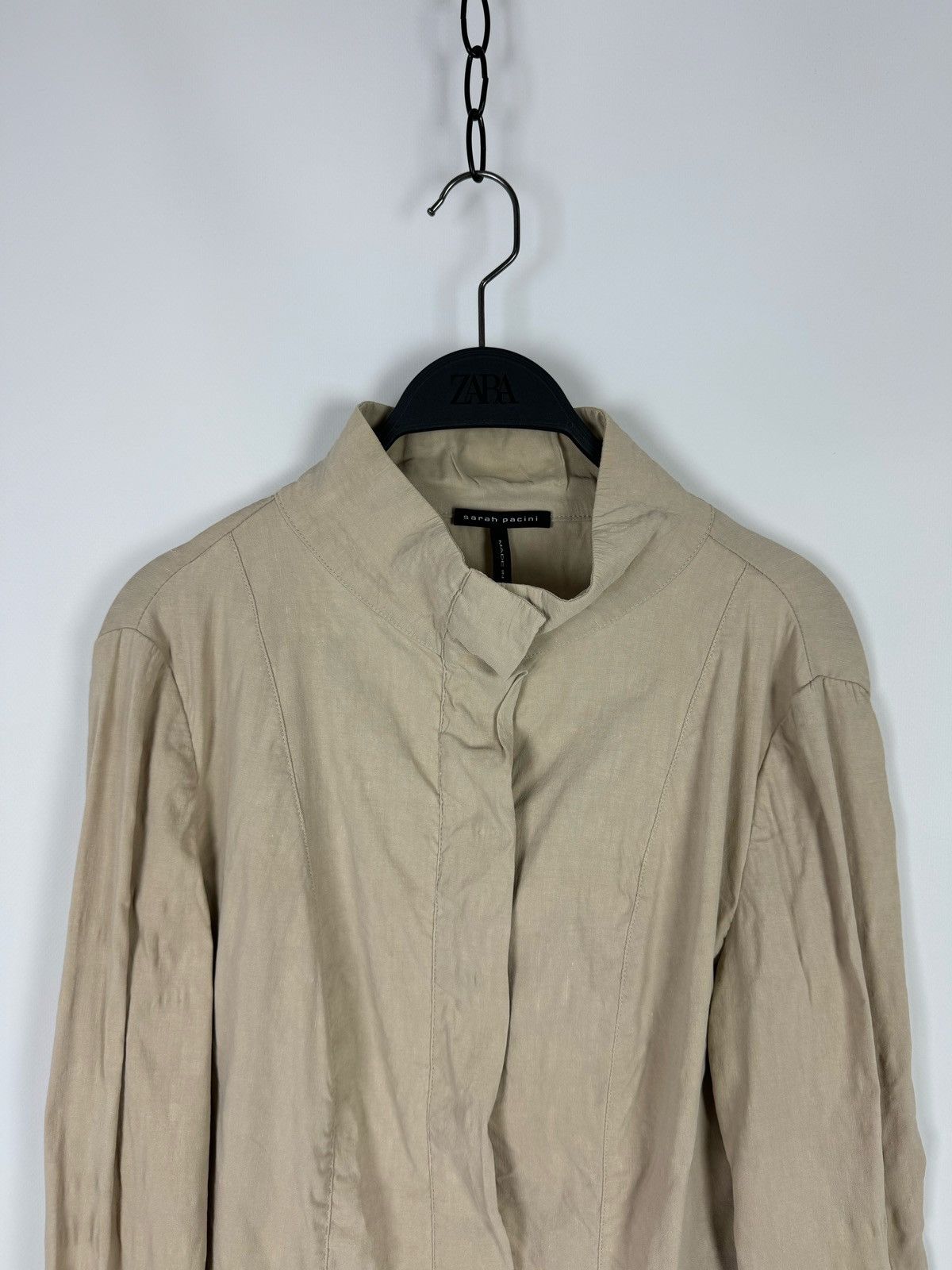 Sarah Pacini Sarah Pacini Linen Beige Light Jacket Size M / US 6-8 / IT 42-44 - 5 Thumbnail