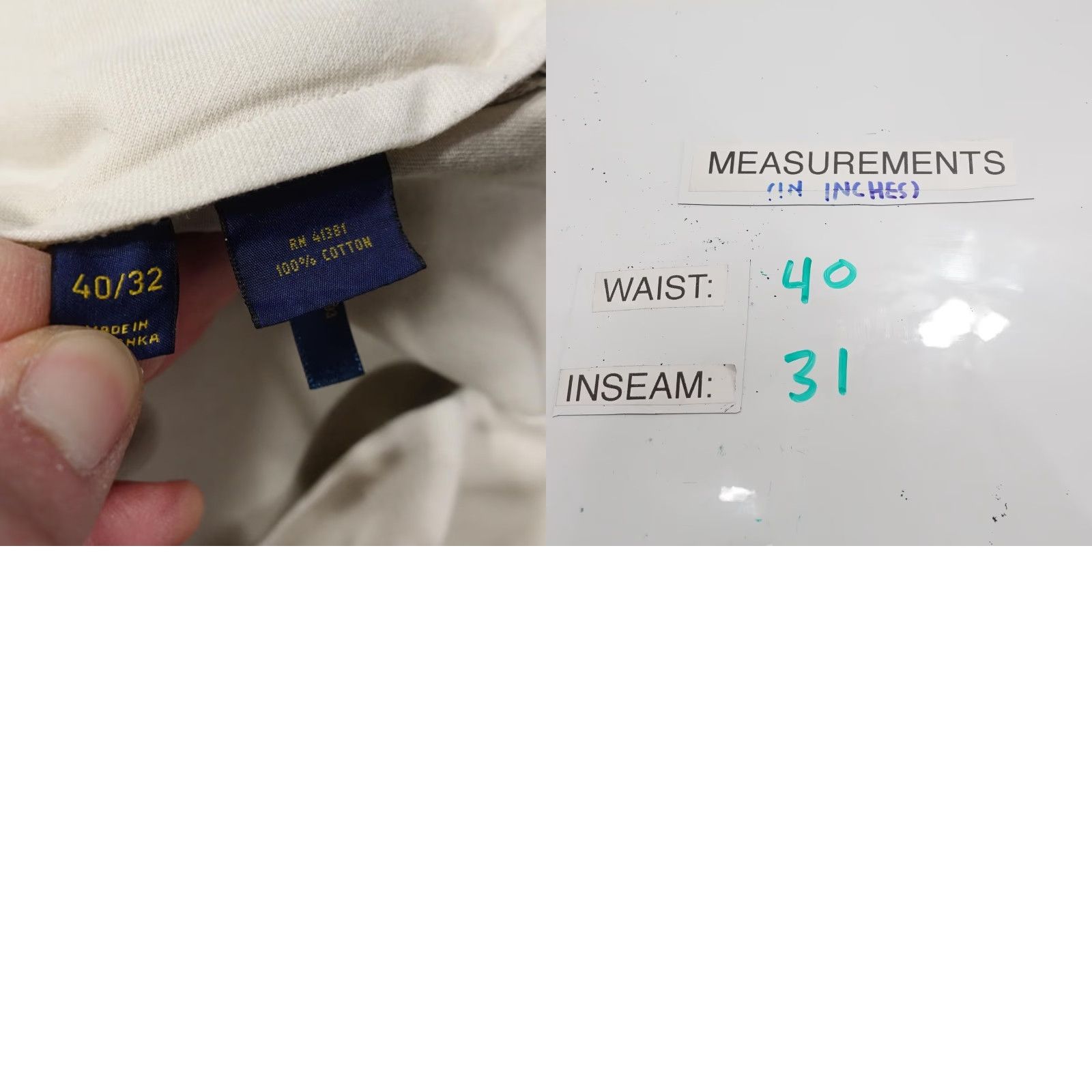Polo Ralph Lauren Polo Ralph Lauren Pants Mens 40x32 Beige Chino Slim Fit Cotton Pockets Size US L / EU 52-54 / 3 - 8 Thumbnail