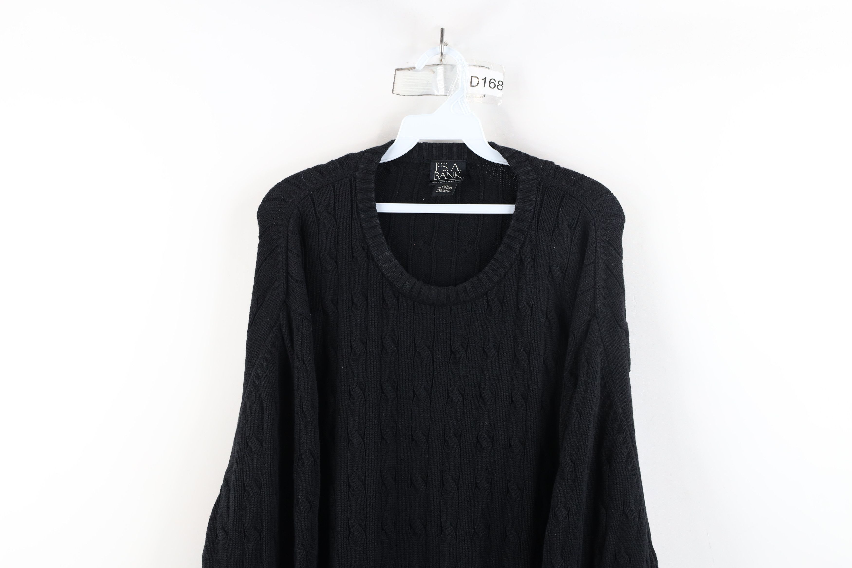 Vintage Vintage 90s Y2K Streetwear Cotton Cable Knit Sweater Black Size XXL / US 16-18 / IT 52-54 - 2 Thumbnail