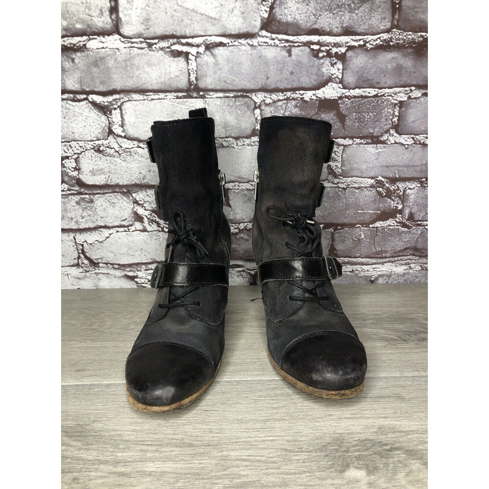 Allsaints AllSaints Spitalfields Jacks Place Black Leather Zip Heel St Size US 7.5 / IT 37.5 - 16 Thumbnail