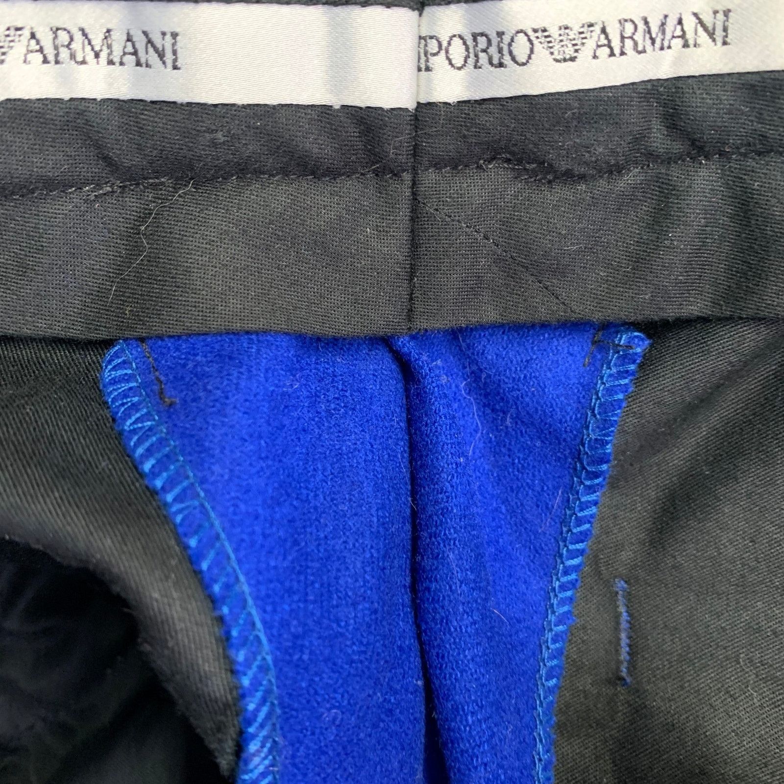 Emporio Armani Size 30 Royal Blue Wool Blend Tapered Dress Pants Size US 30 / EU 46 - 8 Thumbnail